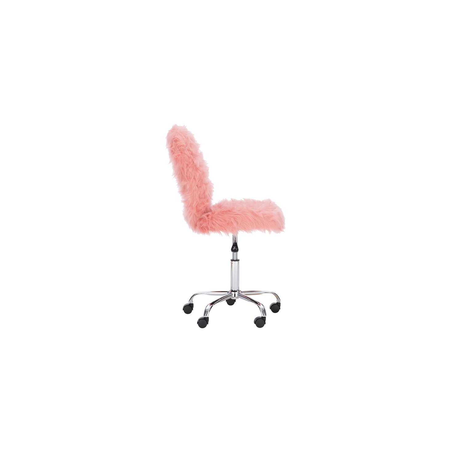 Linon Cami Faux Fur Upholstered Armless Office Chair in Blush Pink