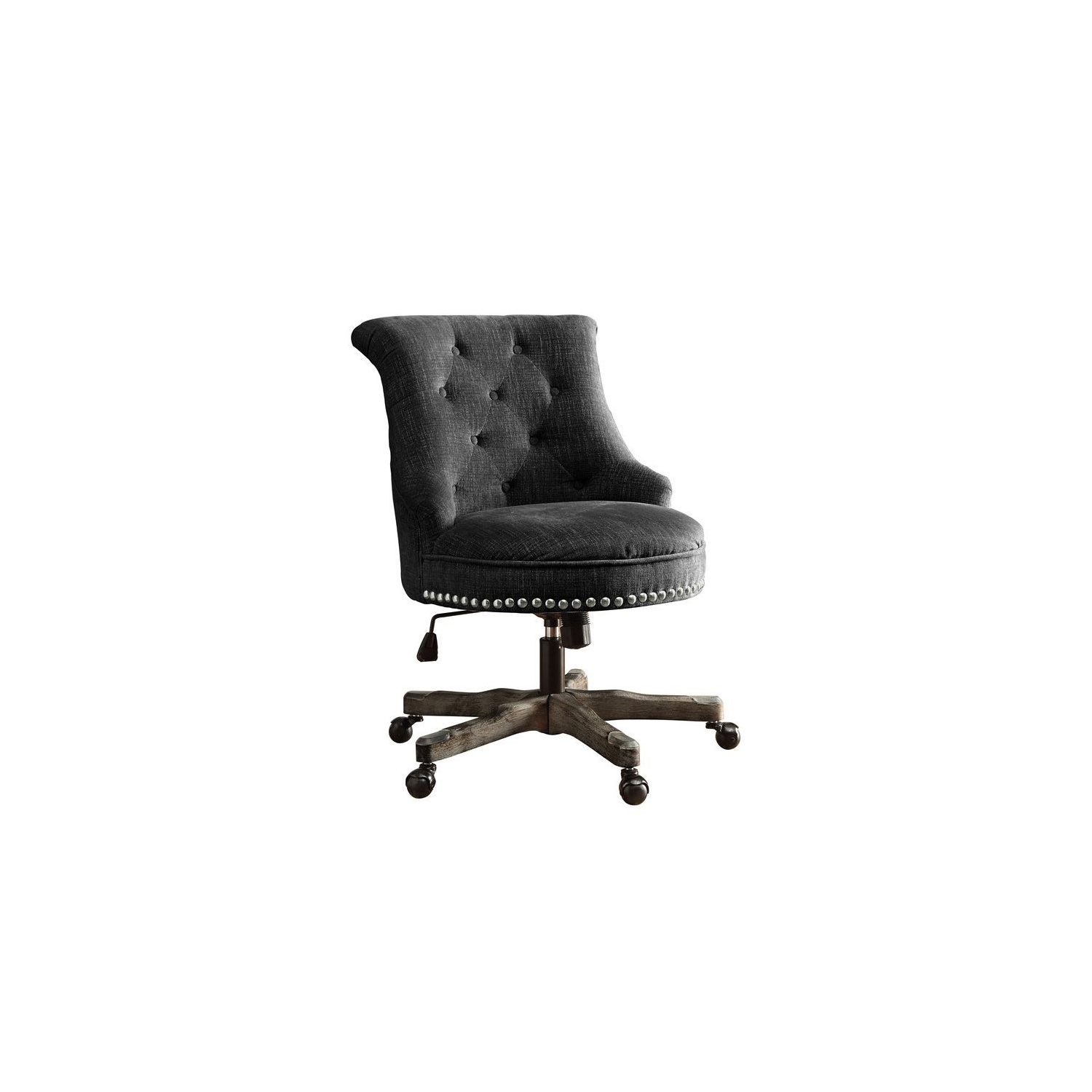 Riverbay Furniture Armless Upholstered Swivel Office Chair in Charcoal Gray