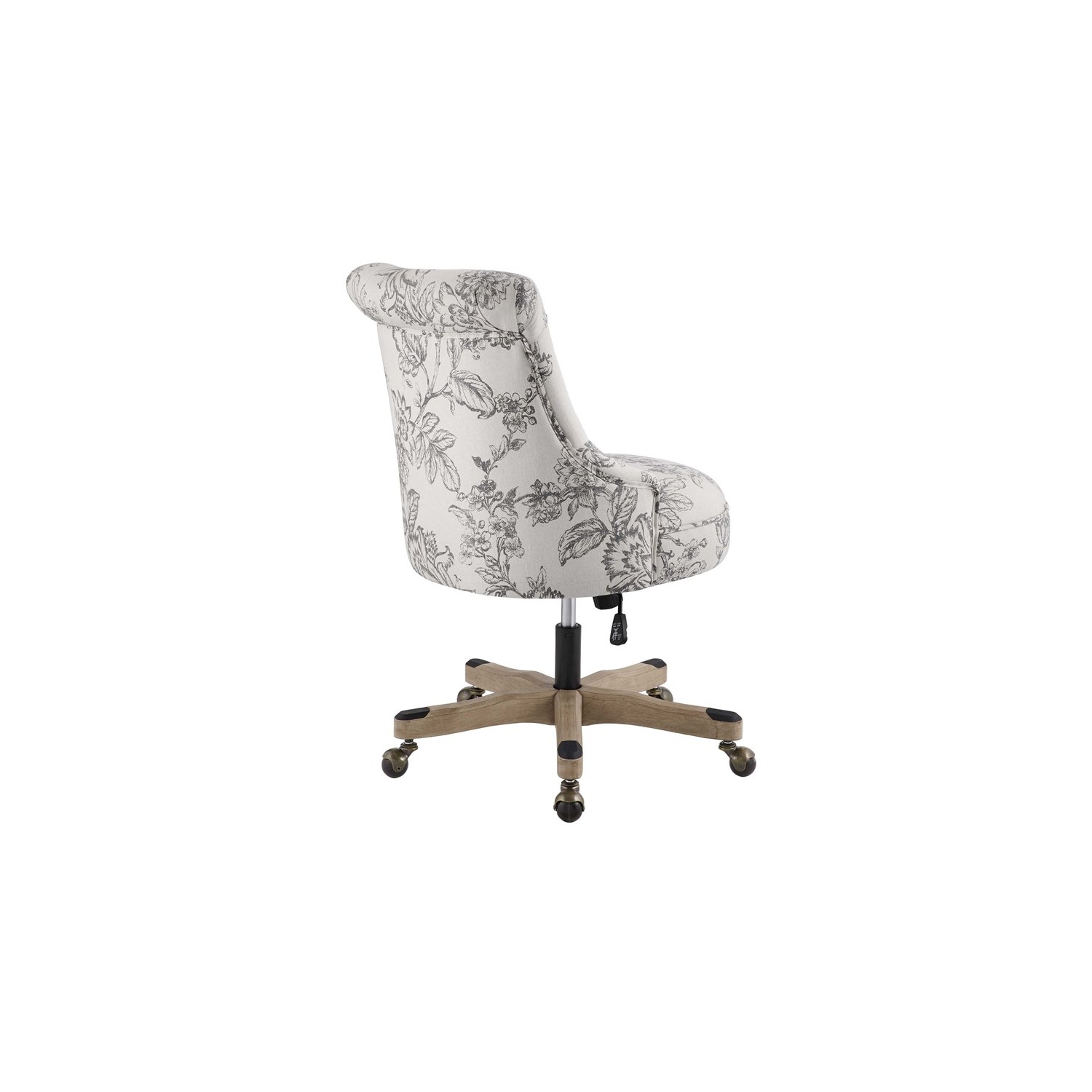 Linon Sinclair Wood Upholstered Office Chair in Floral Gray
