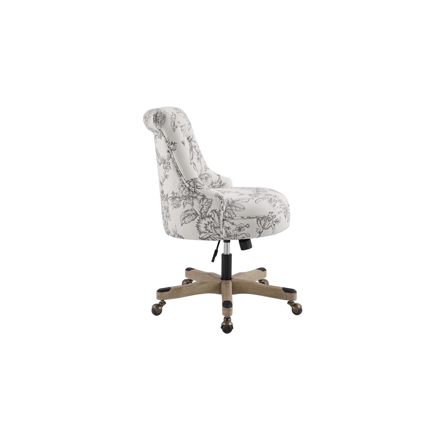 Linon Sinclair Wood Upholstered Office Chair in Floral Gray