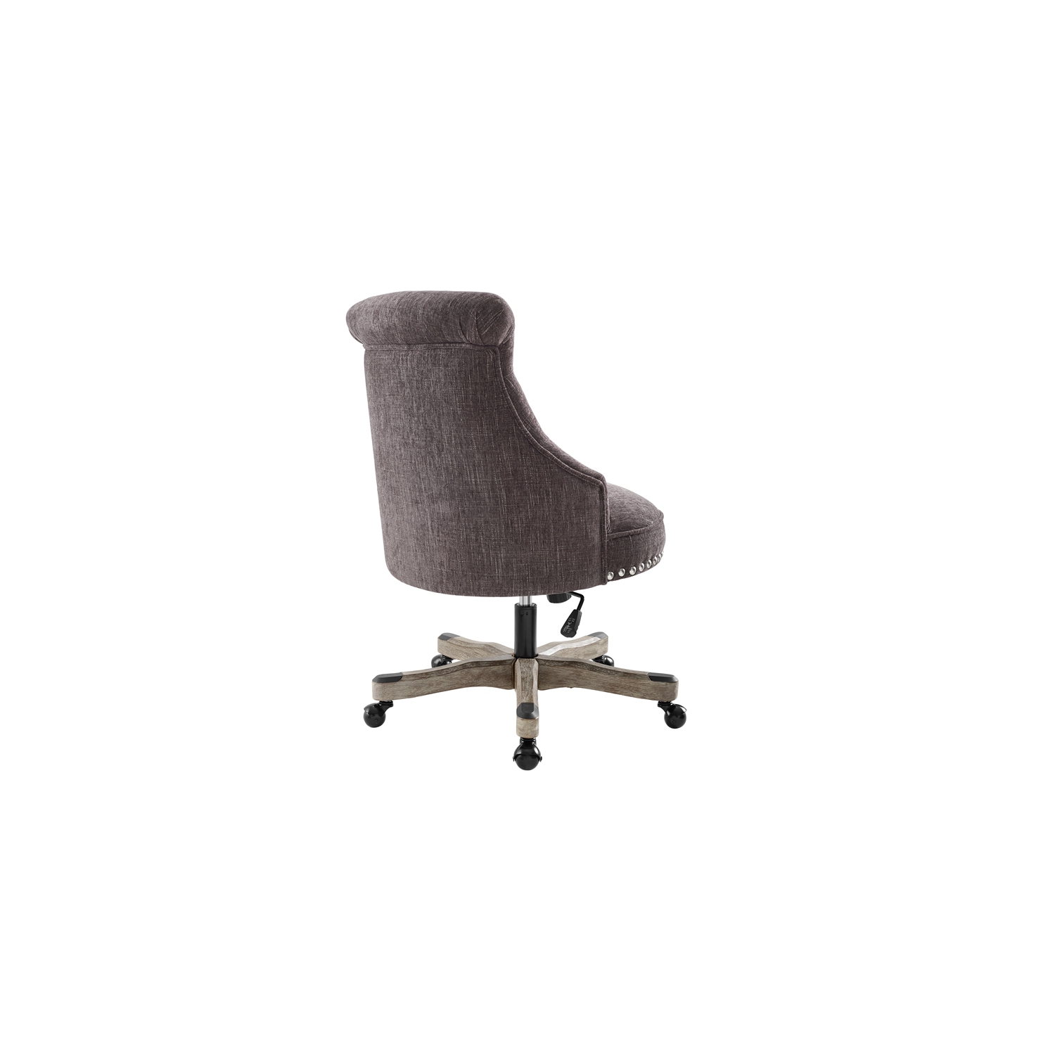 Linon Sinclair Wood Upholstered Swivel Office Chair in Charcoal Gray