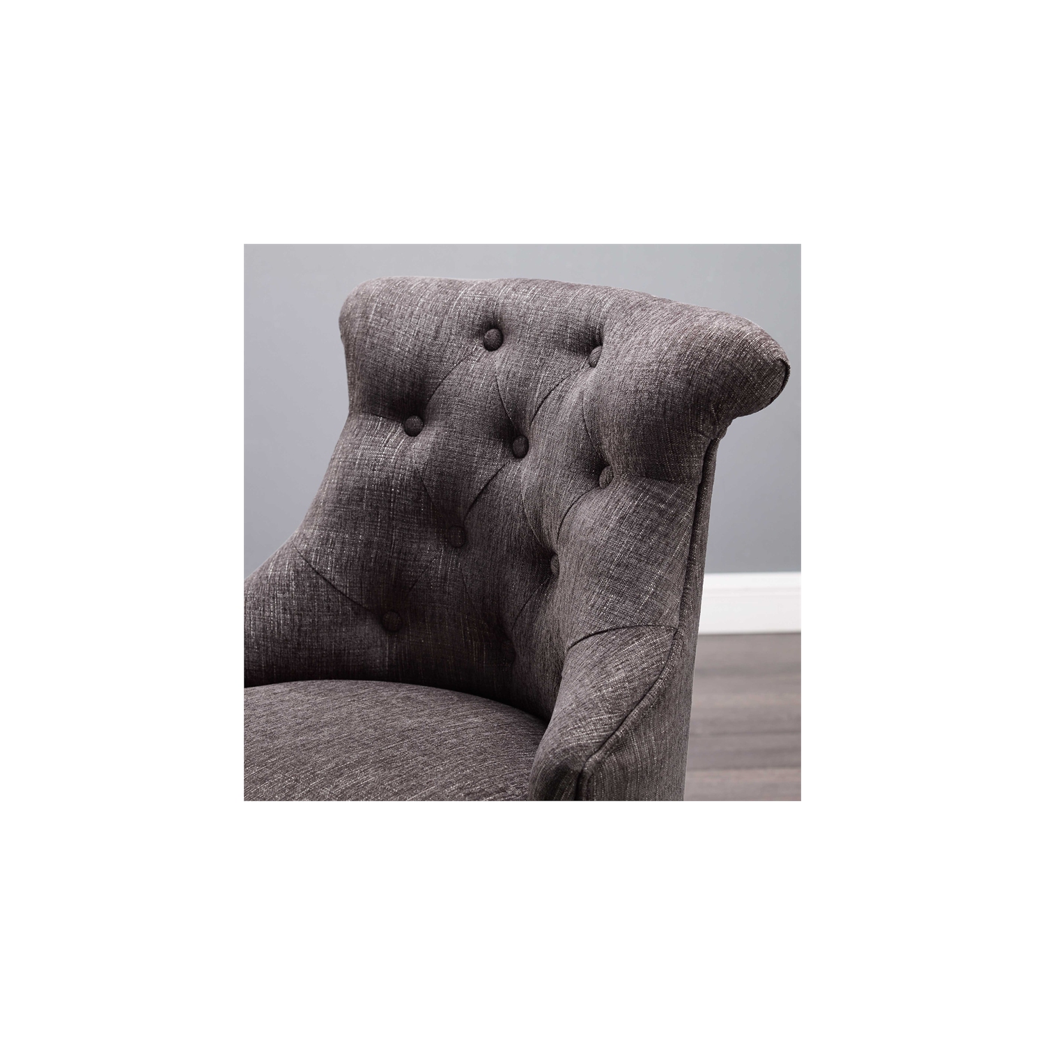 Linon Sinclair Wood Upholstered Swivel Office Chair in Charcoal Gray