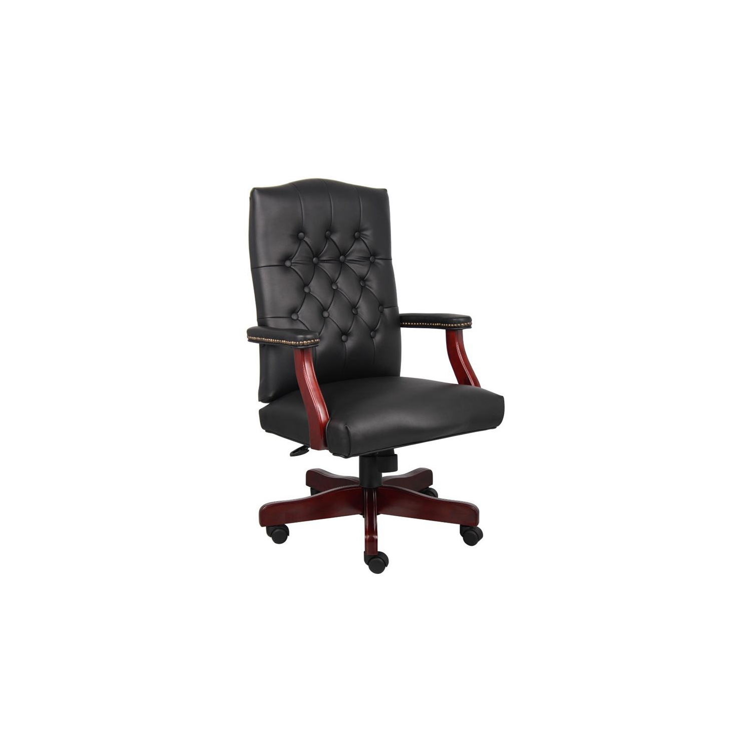 Boss Bureau traditionnel haut dos faux cuir Tufted président exécutif en noir