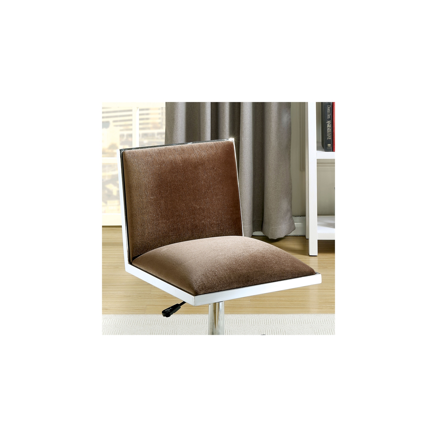 Furniture of America Bella Fabric Ergonomic Armless Office Chair in Brown