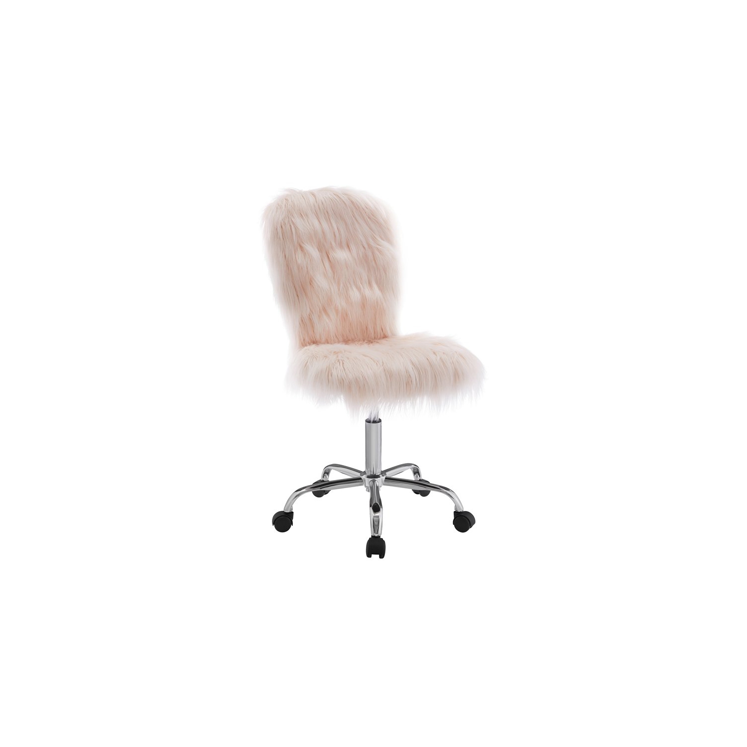 Riverbay Furniture Faux Fur Upholstered Armless Office Chair in Blush Pink