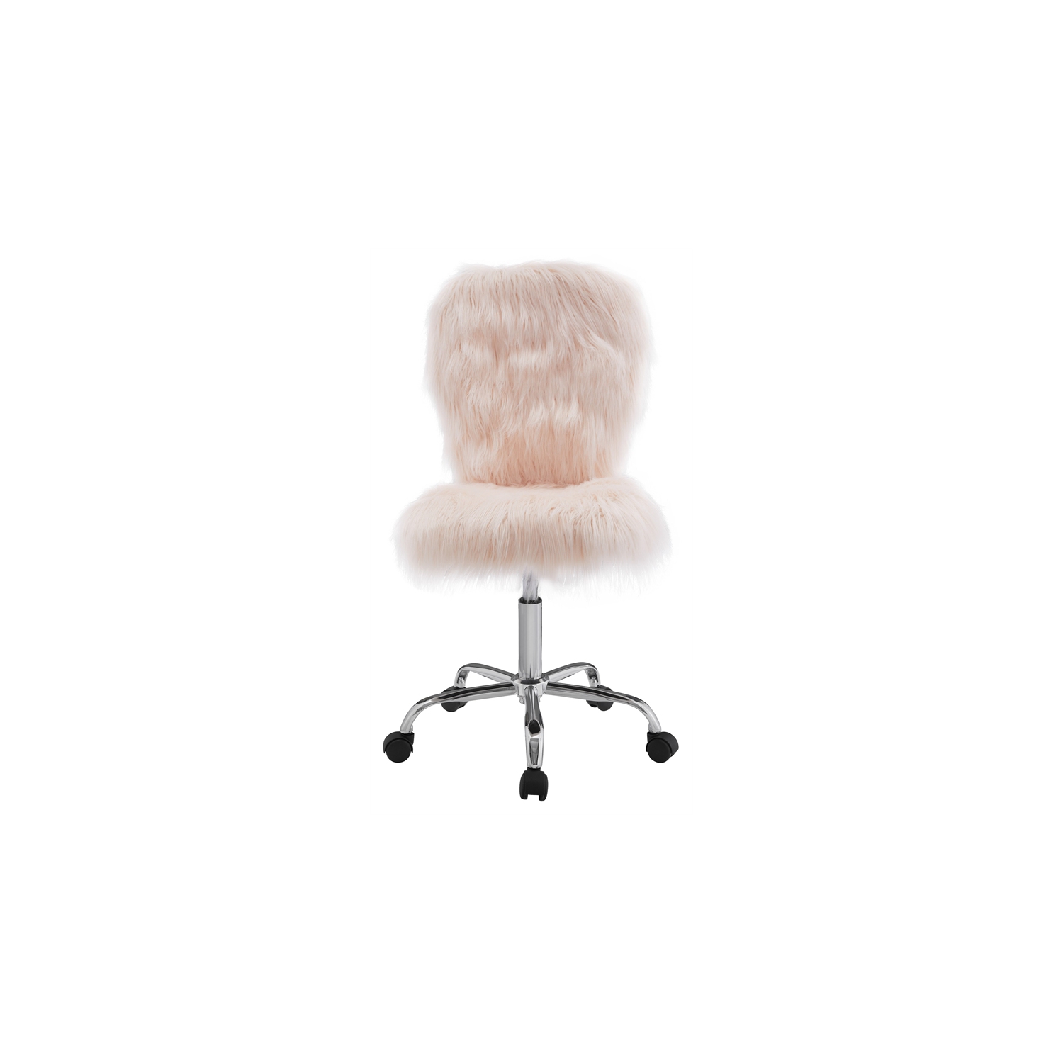 Riverbay Furniture Faux Fur Upholstered Armless Office Chair in Blush Pink