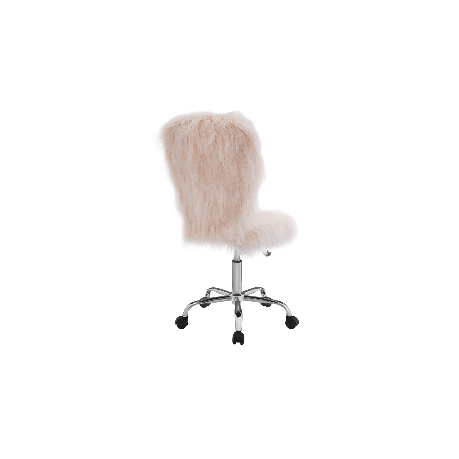 Riverbay Furniture Faux Fur Upholstered Armless Office Chair in Blush Pink