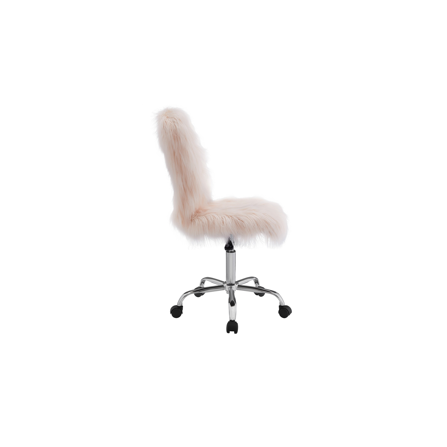 Riverbay Furniture Faux Fur Upholstered Armless Office Chair in Blush Pink