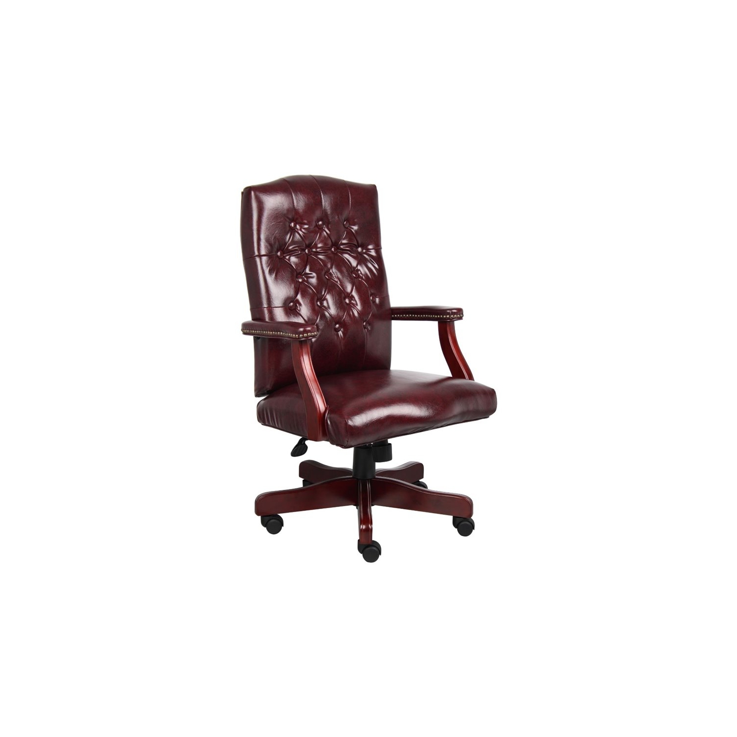 Boss Office Traditional High Back Faux Leather Tufted Executive Chair in Oxblood