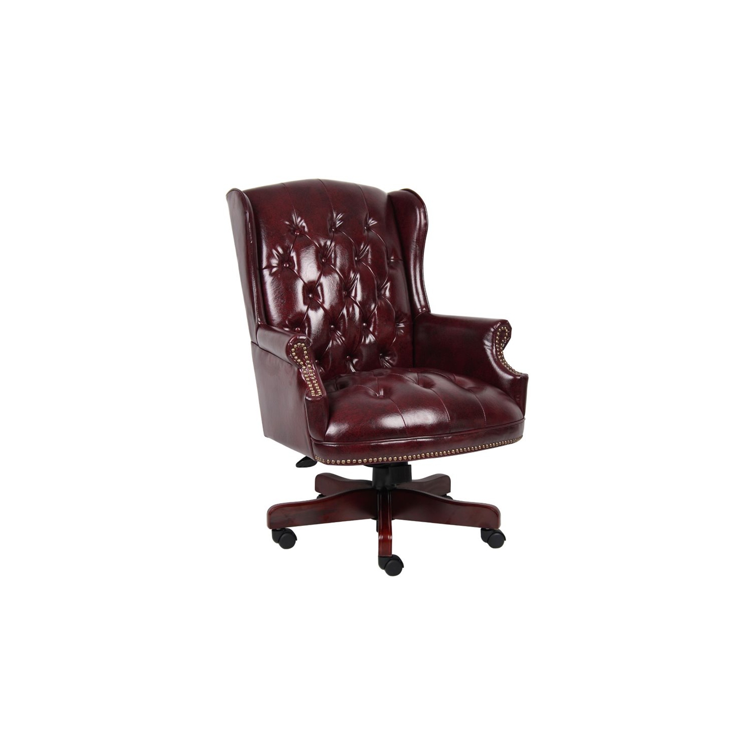 Boss Office Traditional High Back Faux Leather Tufted Executive Chair in Oxblood