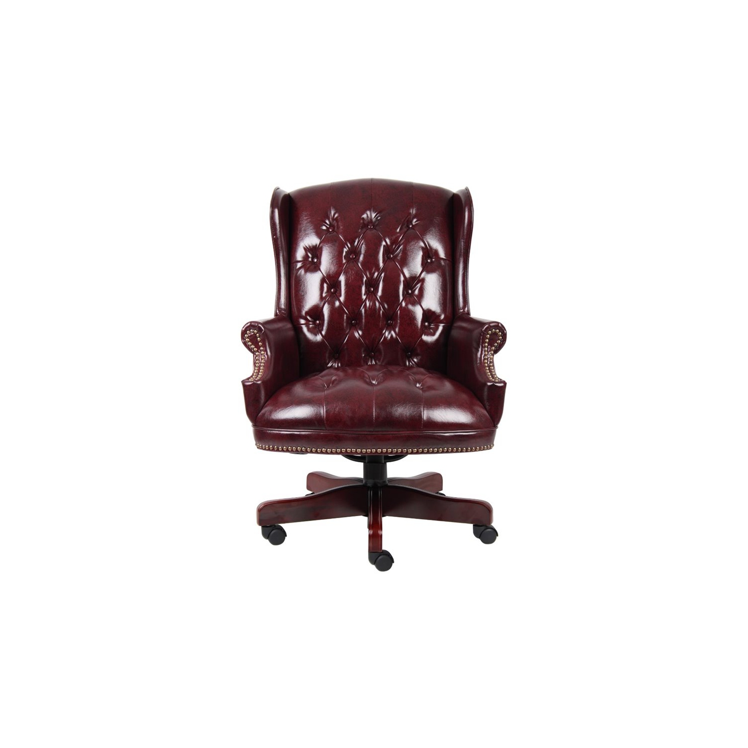 Boss Office Traditional High Back Faux Leather Tufted Executive Chair in Oxblood