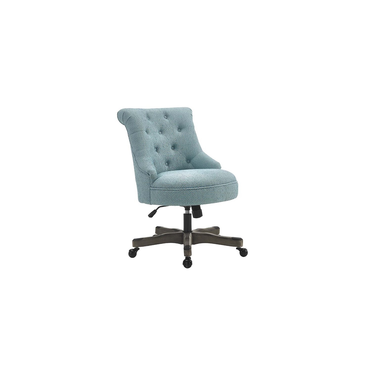 Linon Sinclair Wood Upholstered Office Chair in Light Blue