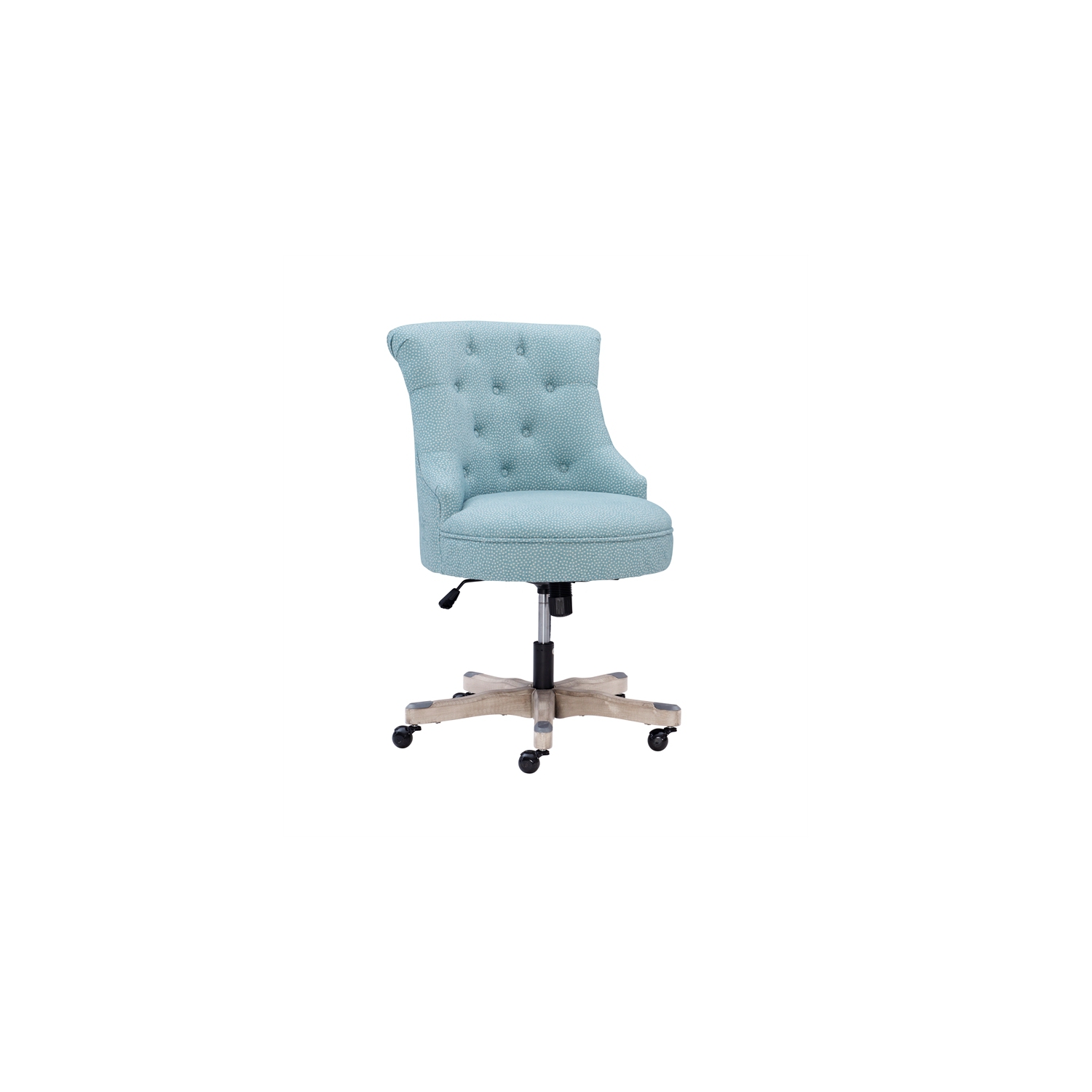 Linon Sinclair Wood Upholstered Office Chair in Light Blue