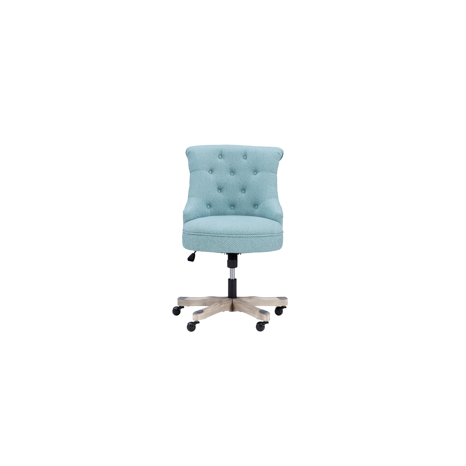 Linon Sinclair Wood Upholstered Office Chair in Light Blue