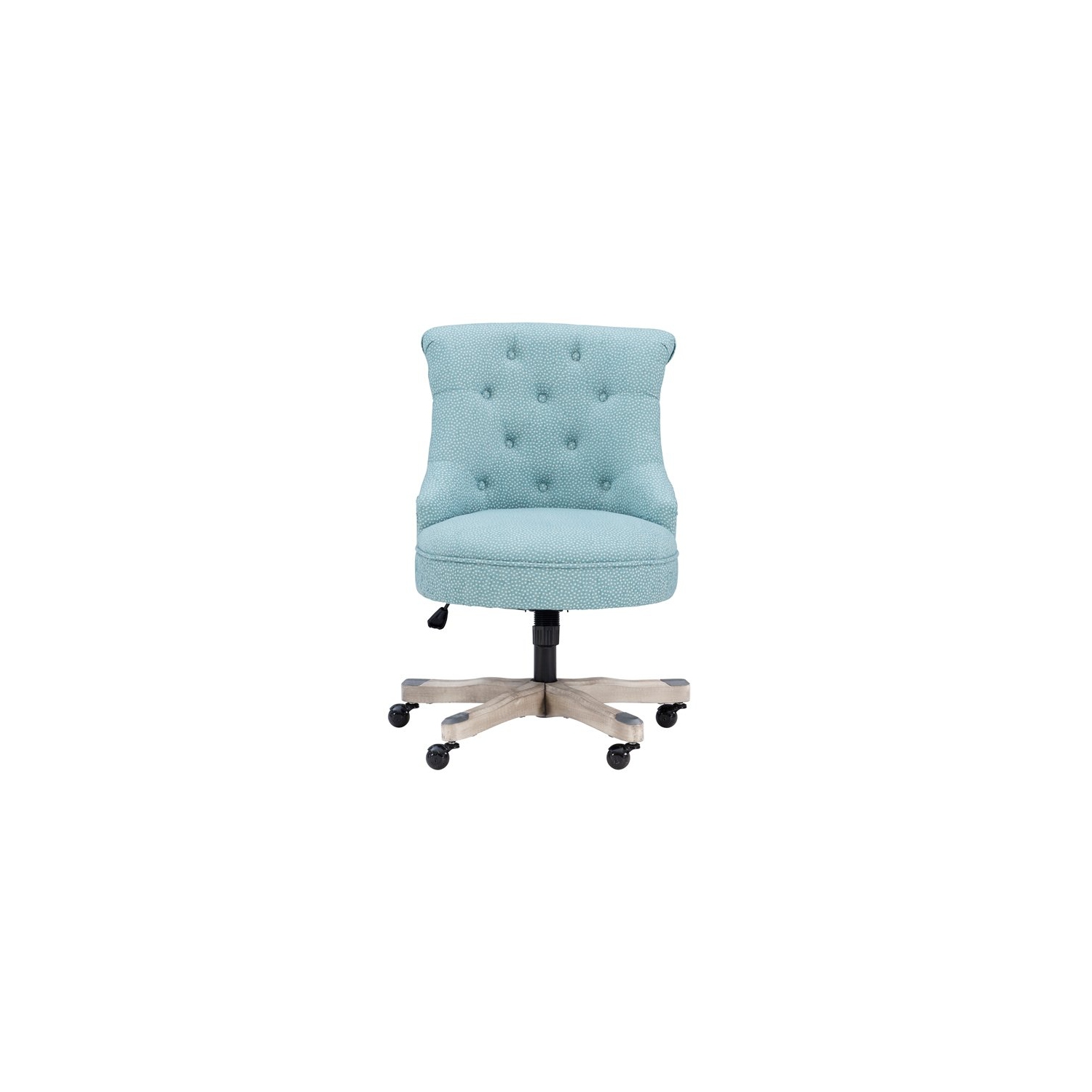 Linon Sinclair Wood Upholstered Office Chair in Light Blue
