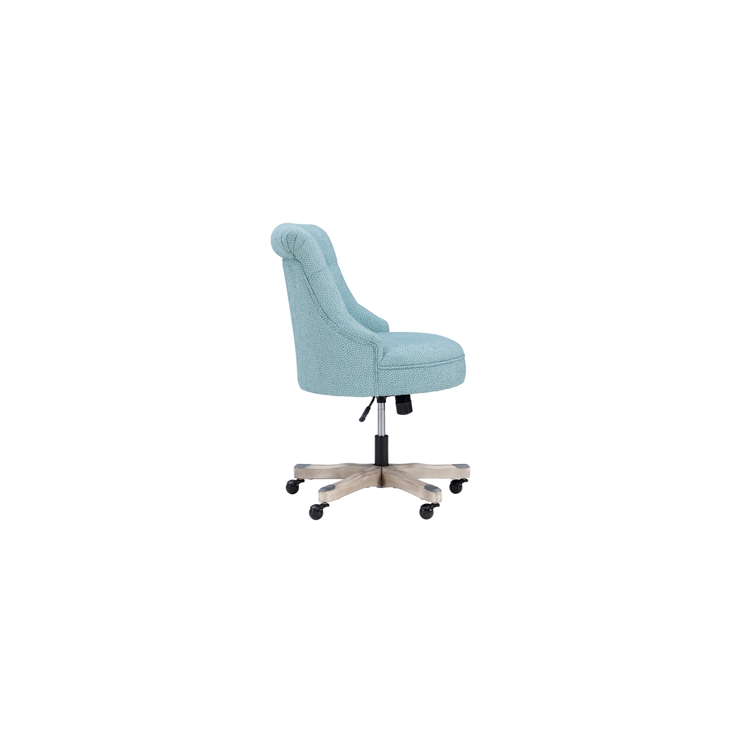 Linon Sinclair Wood Upholstered Office Chair in Light Blue