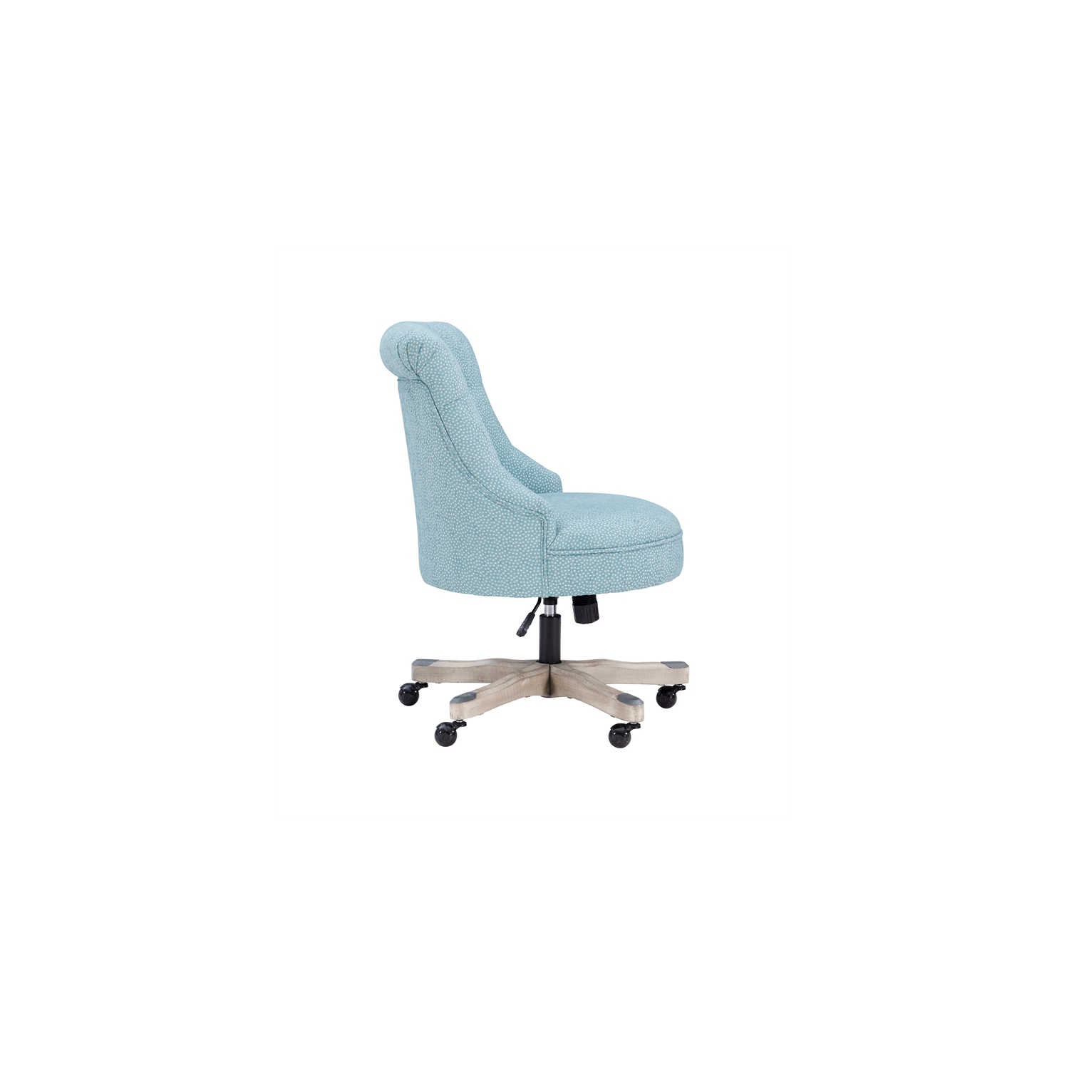 Linon Sinclair Wood Upholstered Office Chair in Light Blue