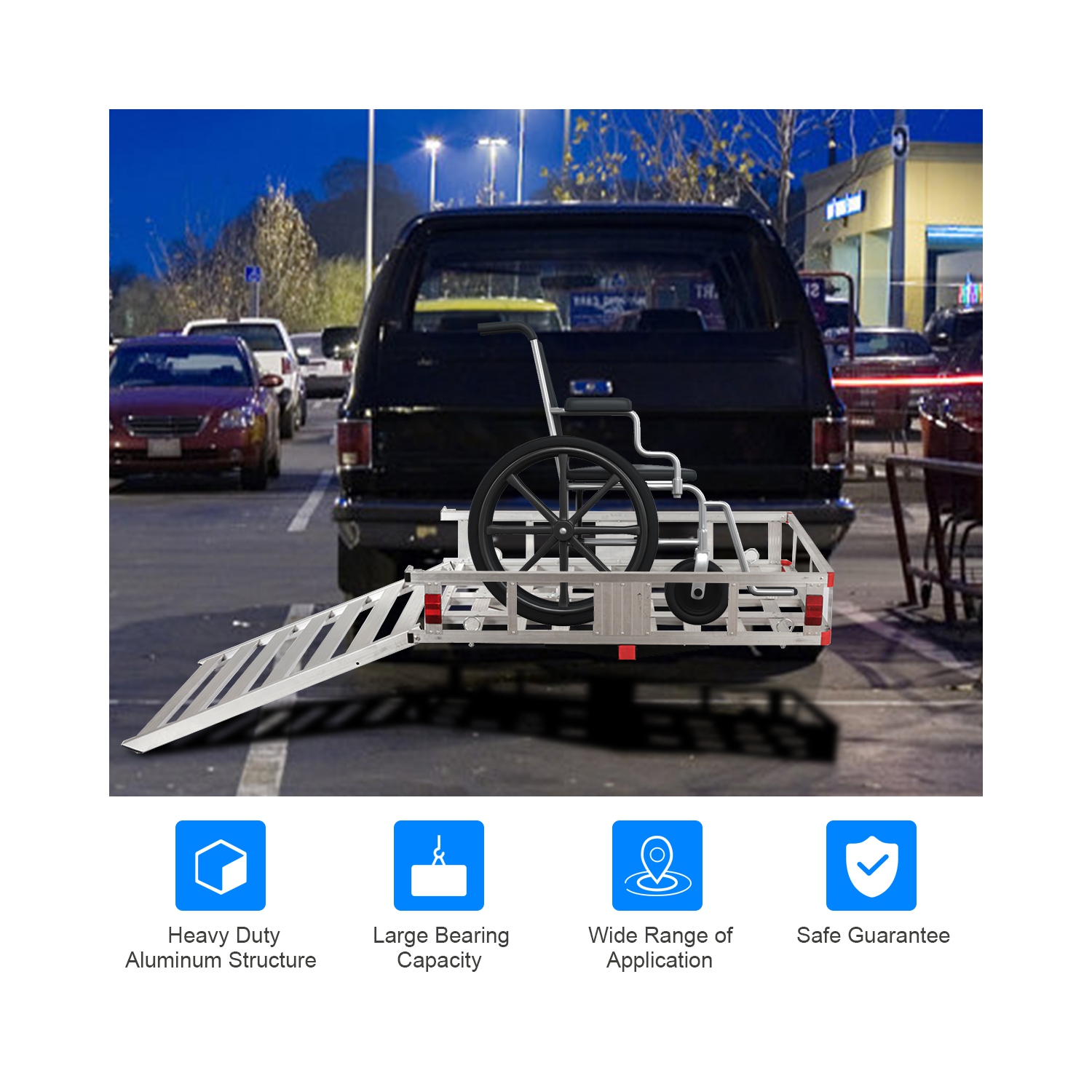 Costway 50''x29.5''Aluminum Cargo Carrier W/ Ramp Hitch-Mounted Mobility Carrier Hauler