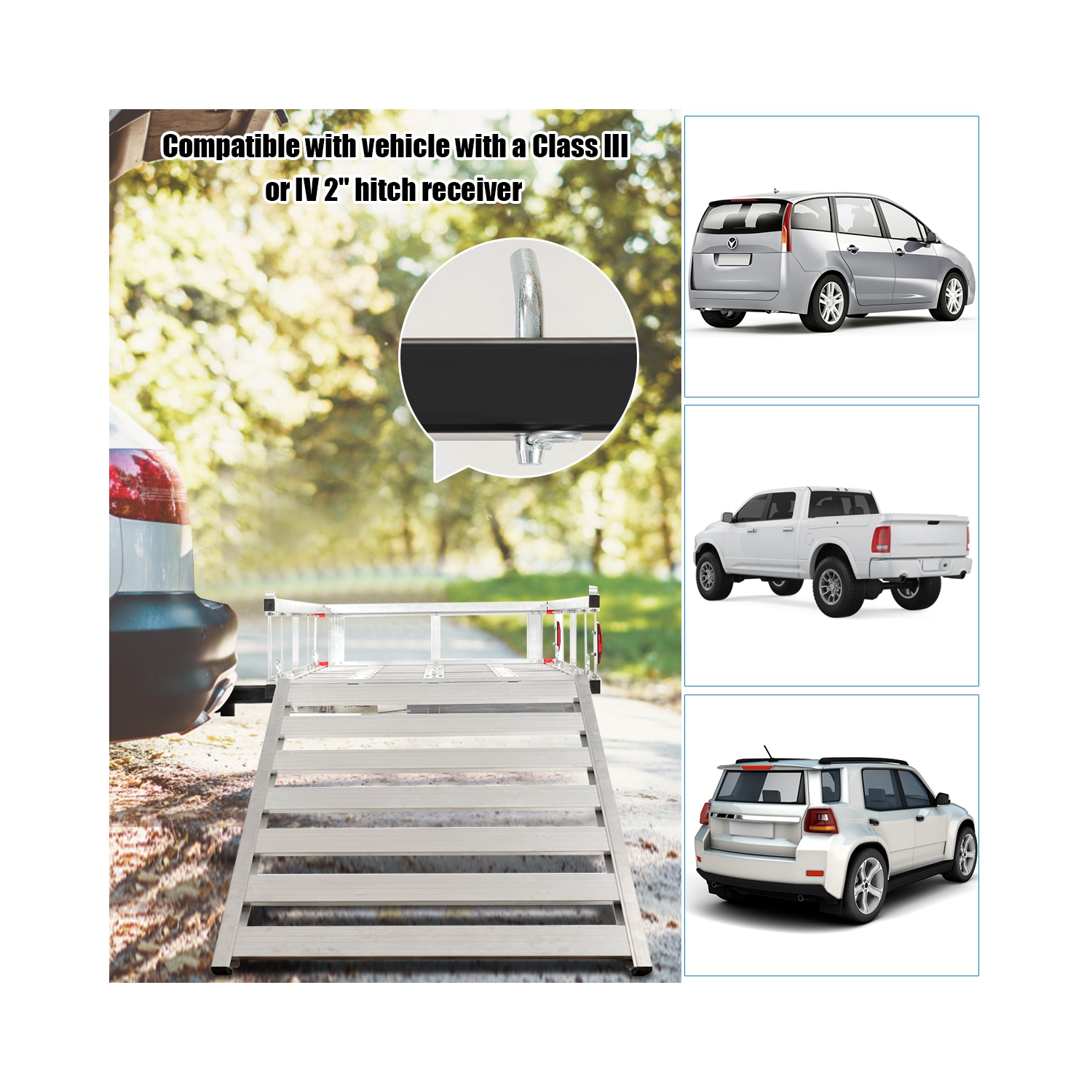 Costway 50''x29.5''Aluminum Cargo Carrier W/ Ramp Hitch-Mounted Mobility Carrier Hauler