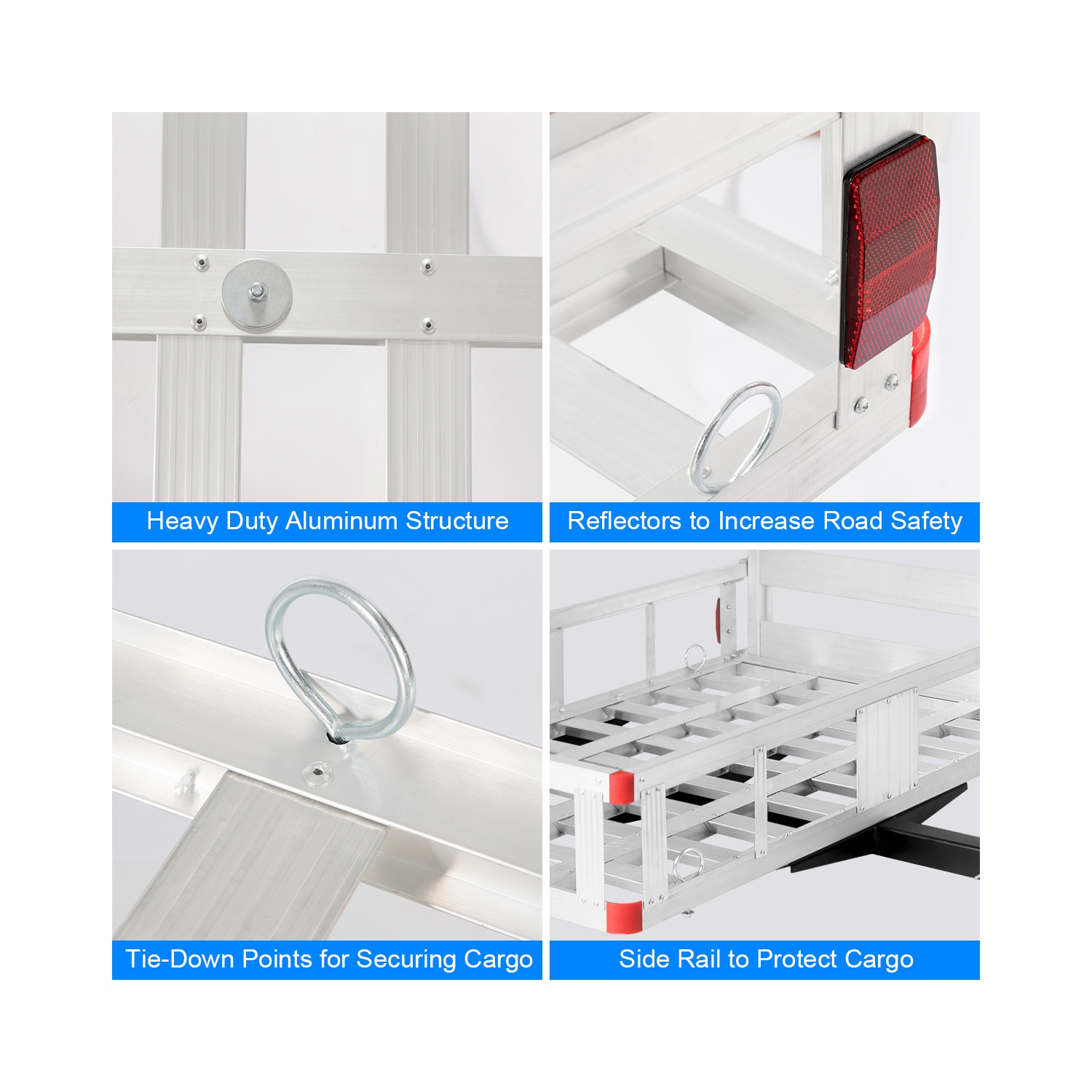 Costway 50''x29.5''Aluminum Cargo Carrier W/ Ramp Hitch-Mounted Mobility Carrier Hauler
