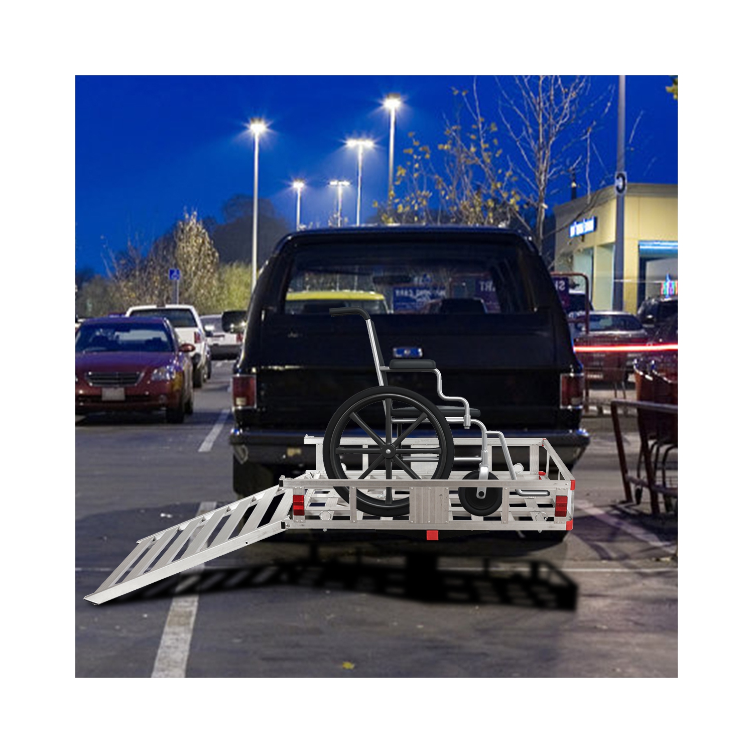 Costway 50''x29.5''Aluminum Cargo Carrier W/ Ramp Hitch-Mounted Mobility Carrier Hauler