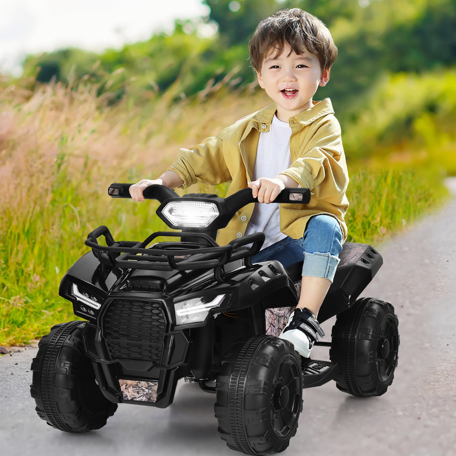 Costway 6V Kids ATV Quad Electric Ride On Car Toy Toddler w/LED Light&MP3