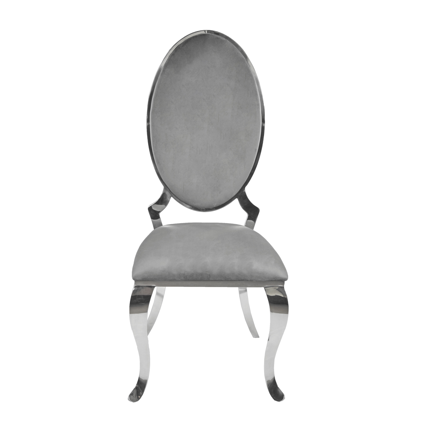 Grey Velvet Ice Dining Chair with Chrome Frame and Legs