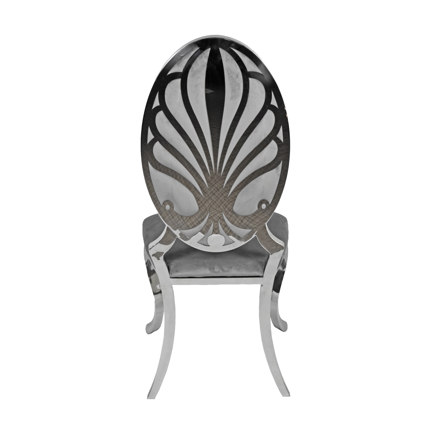 Grey Velvet Ice Dining Chair with Chrome Frame and Legs