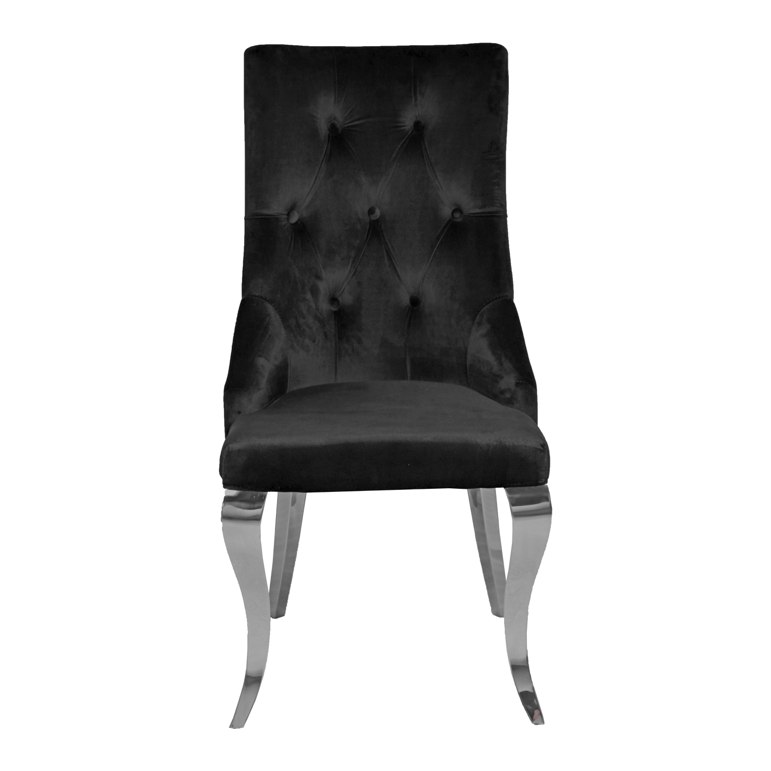 Black Velvet Monica Dining Chair with Chrome Legs