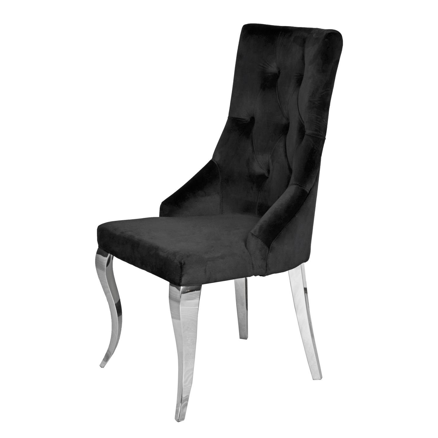 Black Velvet Monica Dining Chair with Chrome Legs