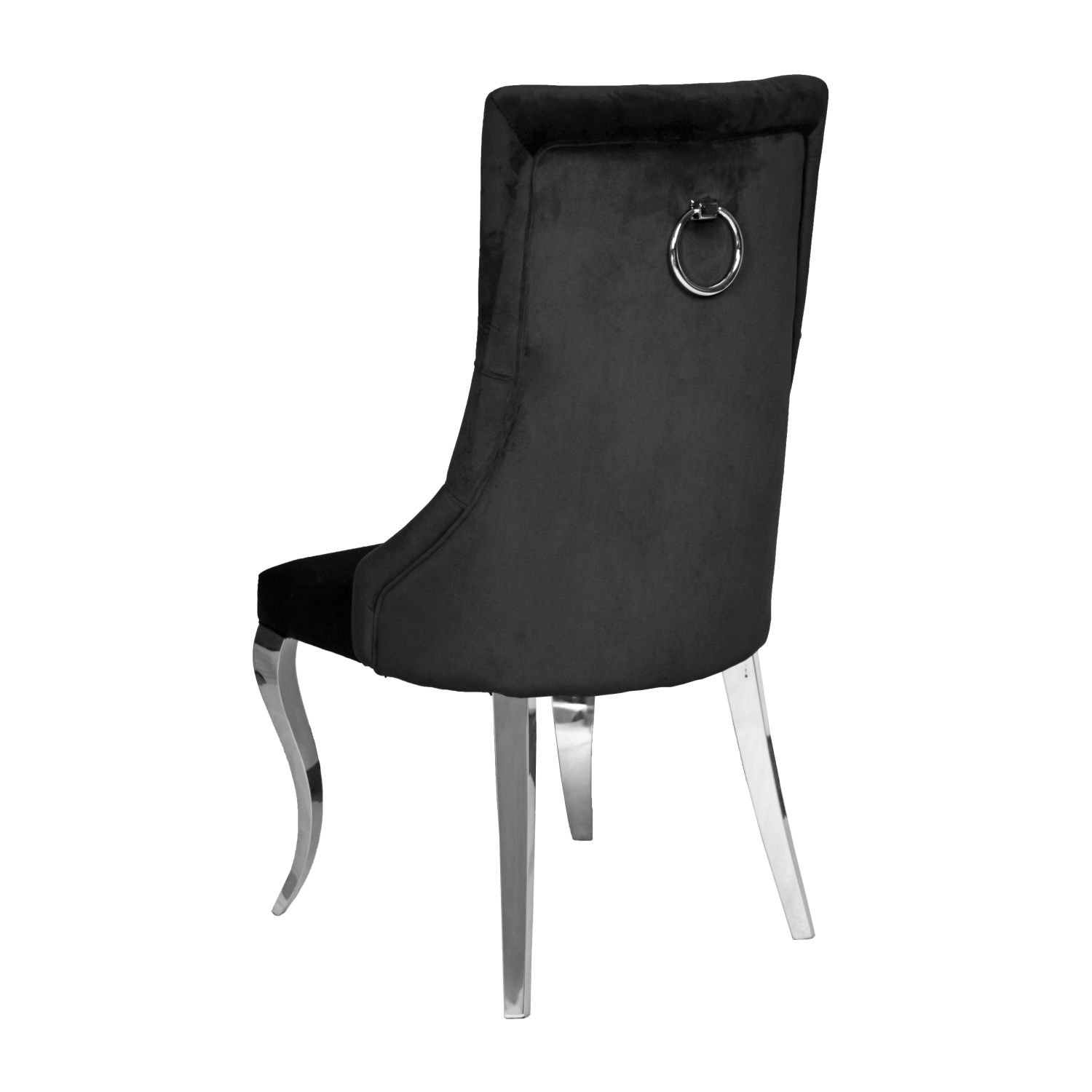 Black Velvet Monica Dining Chair with Chrome Legs