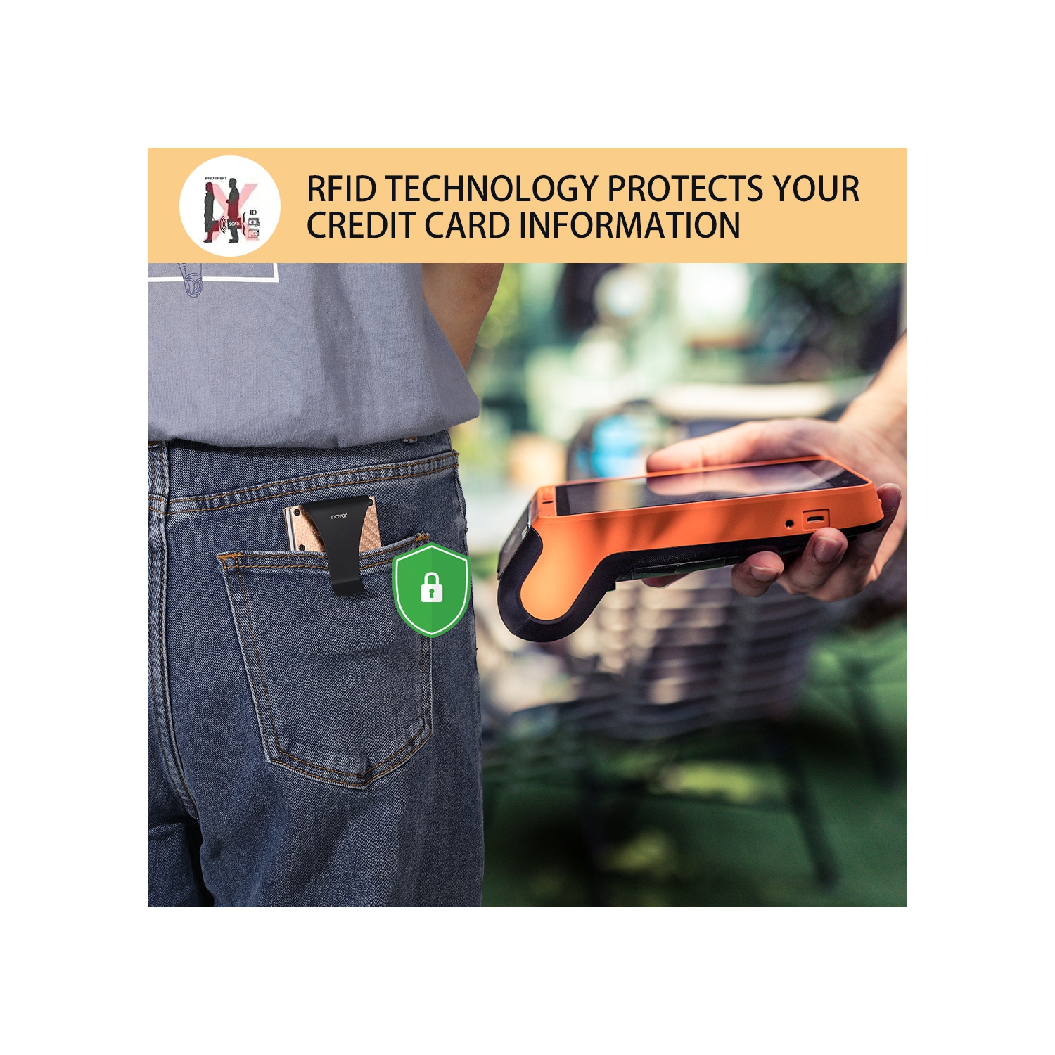 Portefeuille RFID avec pince à billets unisexe en aluminium de style minimaliste pour hommes et femmes de navor