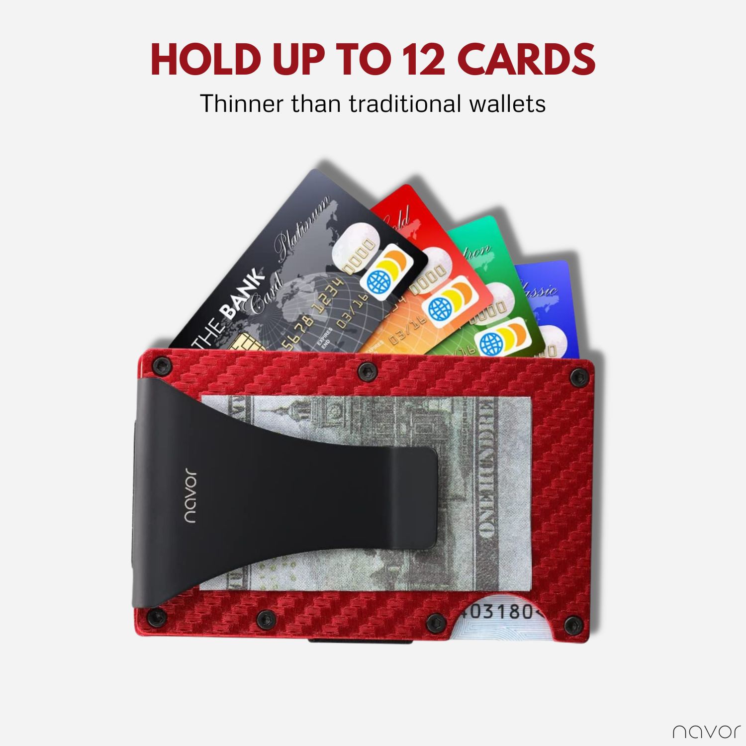 Portefeuille RFID avec pince à billets unisexe en aluminium de style minimaliste pour hommes et femmes de navor