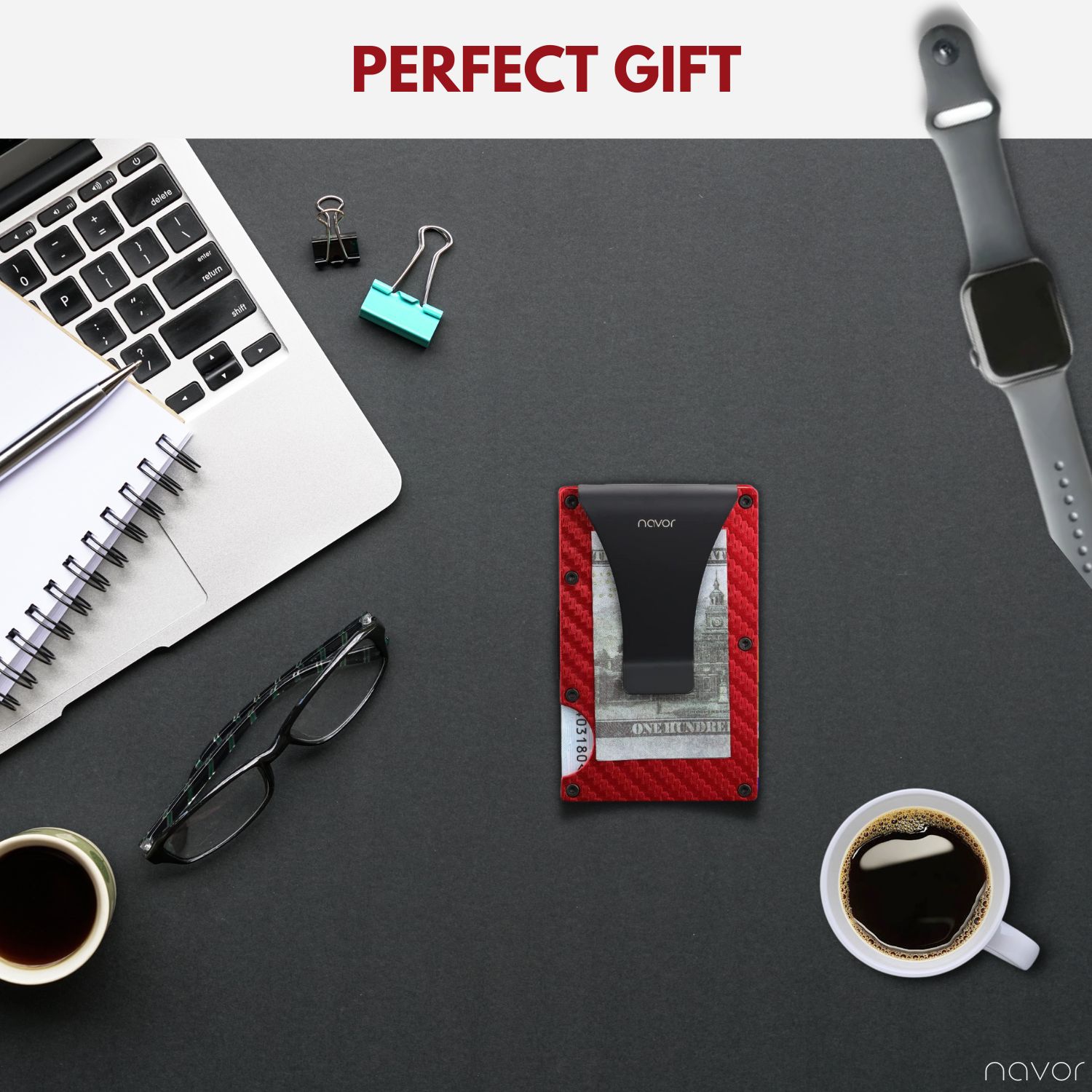 Portefeuille RFID avec pince à billets unisexe en aluminium de style minimaliste pour hommes et femmes de navor