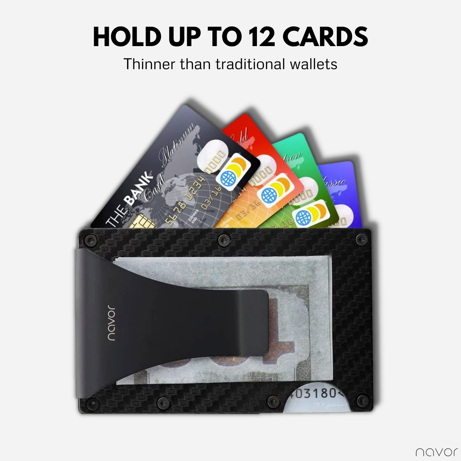 Portefeuille RFID avec pince à billets unisexe en aluminium de style minimaliste pour hommes et femmes de navor