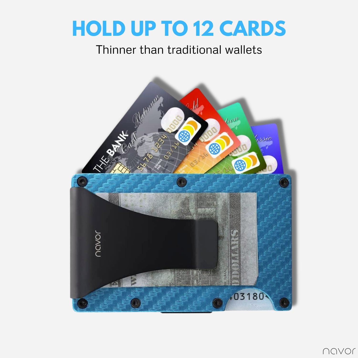 Portefeuille RFID avec pince à billets unisexe en aluminium de style minimaliste pour hommes et femmes de navor