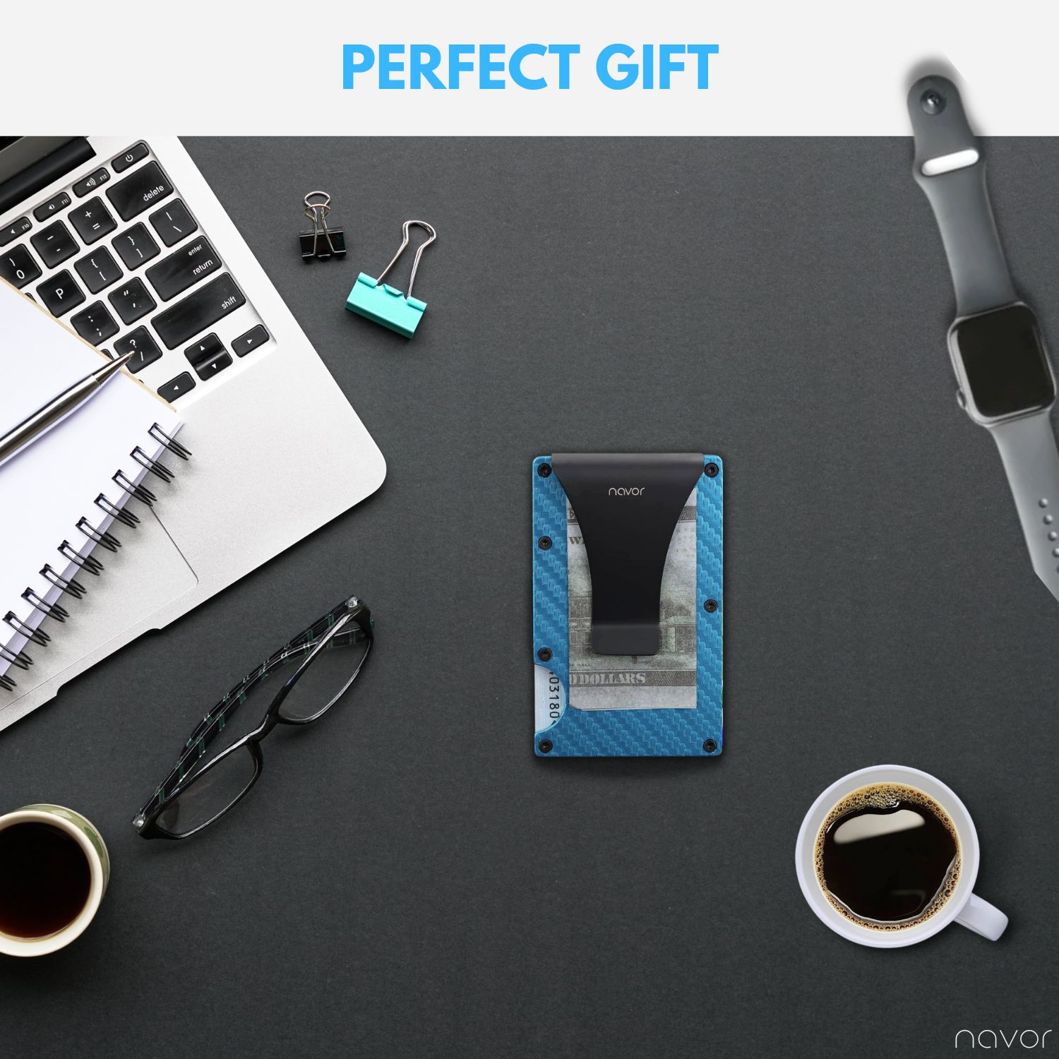 Portefeuille RFID avec pince à billets unisexe en aluminium de style minimaliste pour hommes et femmes de navor