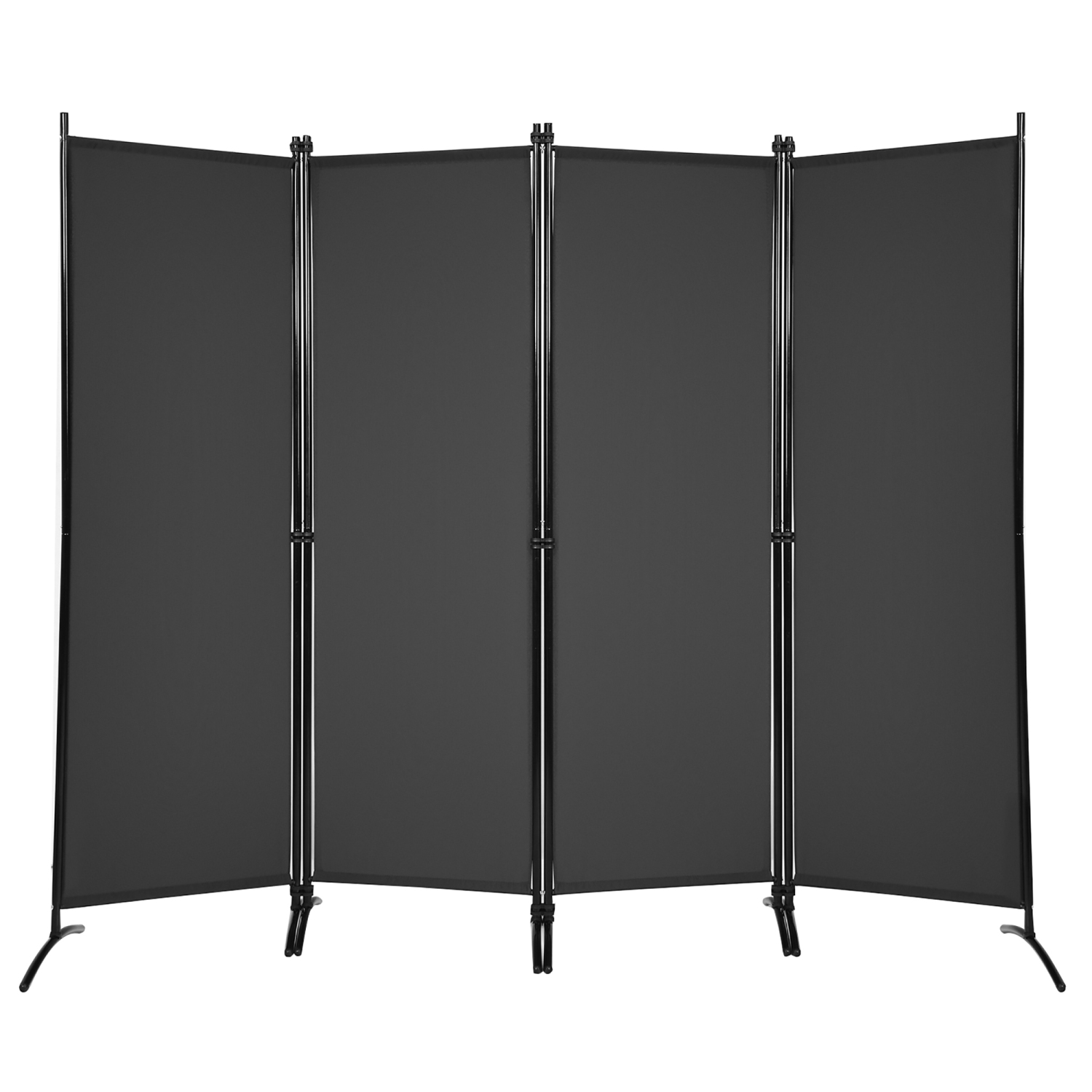 Costway 4-Panel 5.6ft Room Divider Folding Fabric Privacy Screen w/Steel Frame