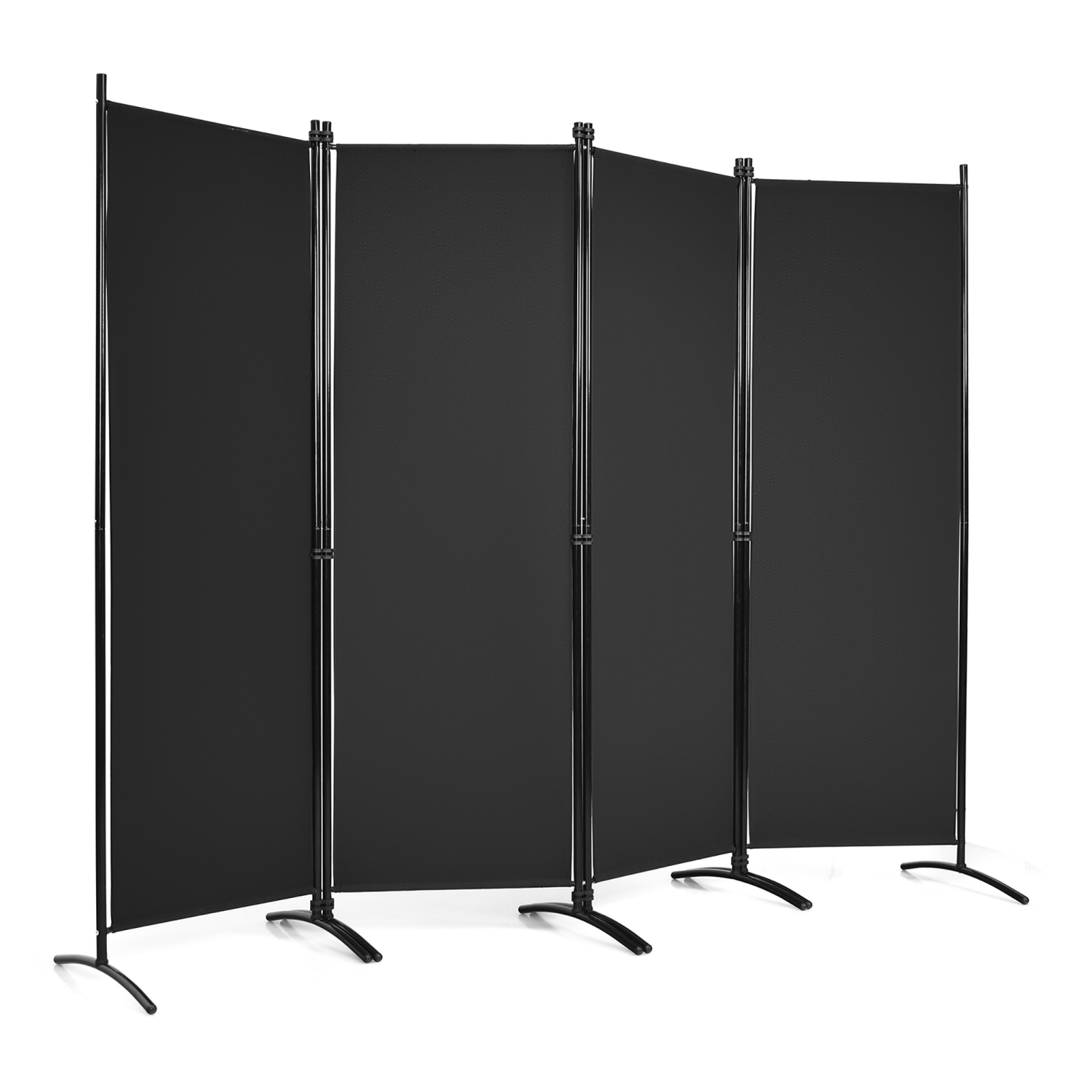 Costway 4-Panel 5.6ft Room Divider Folding Fabric Privacy Screen w/Steel Frame