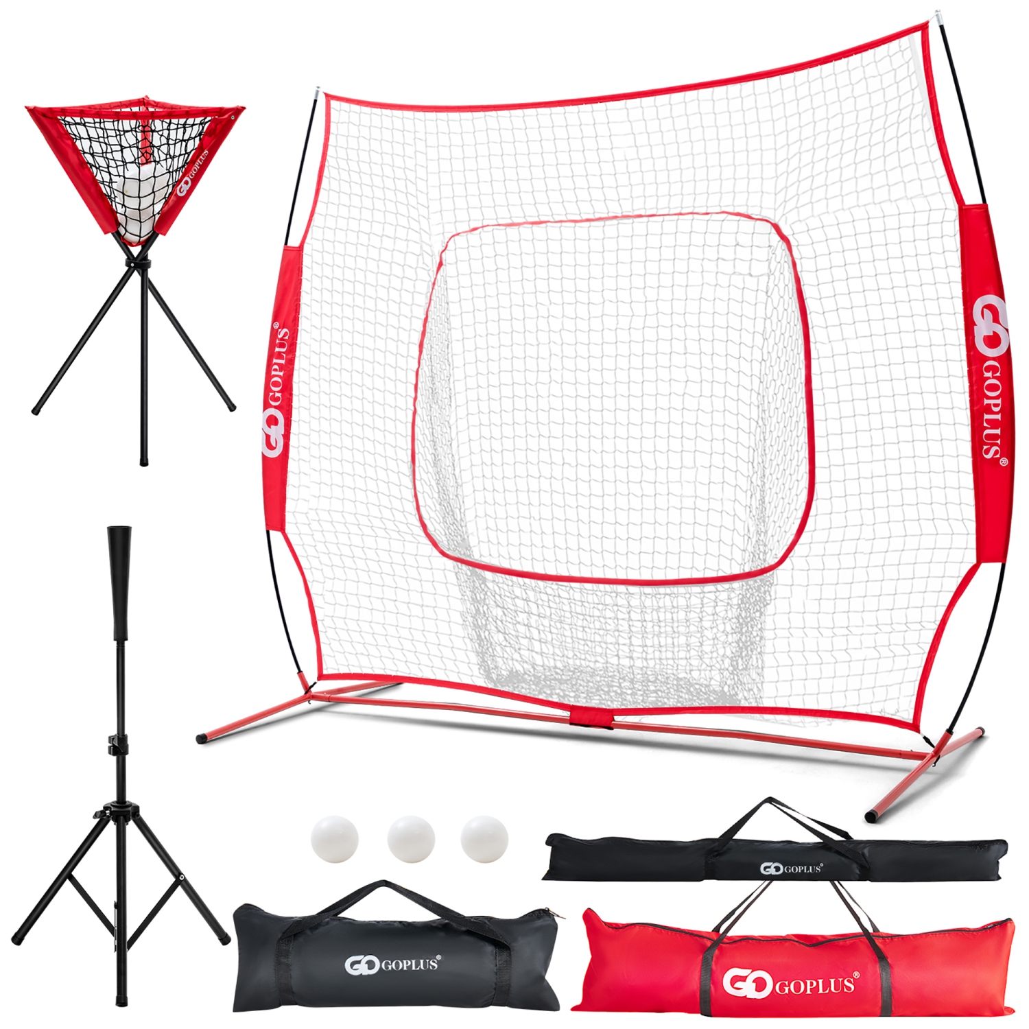 Goplus 8' x 7' Baseball Softball Practice Net for Hitting Pitching Batting