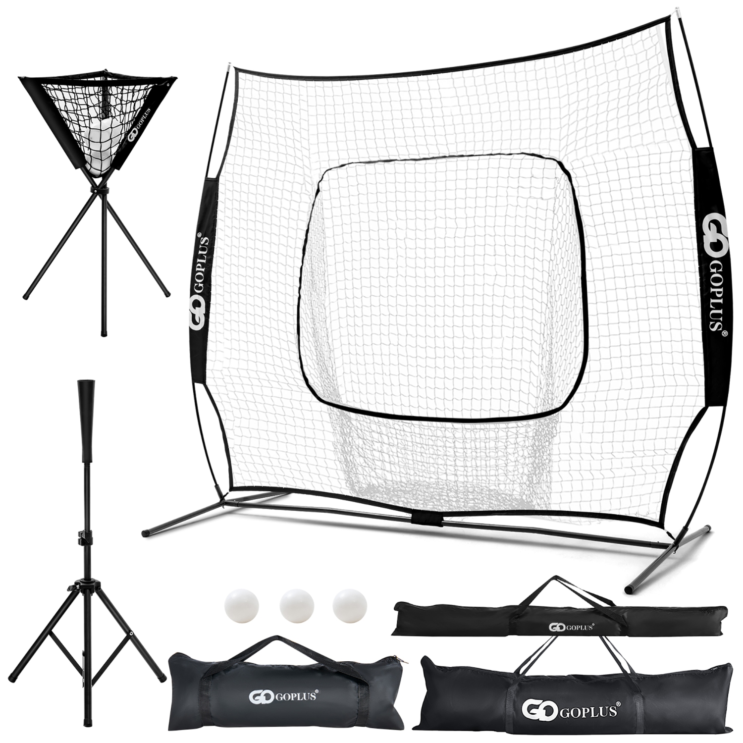 Goplus 8' x 7' Baseball Softball Practice Net for Hitting Pitching Batting