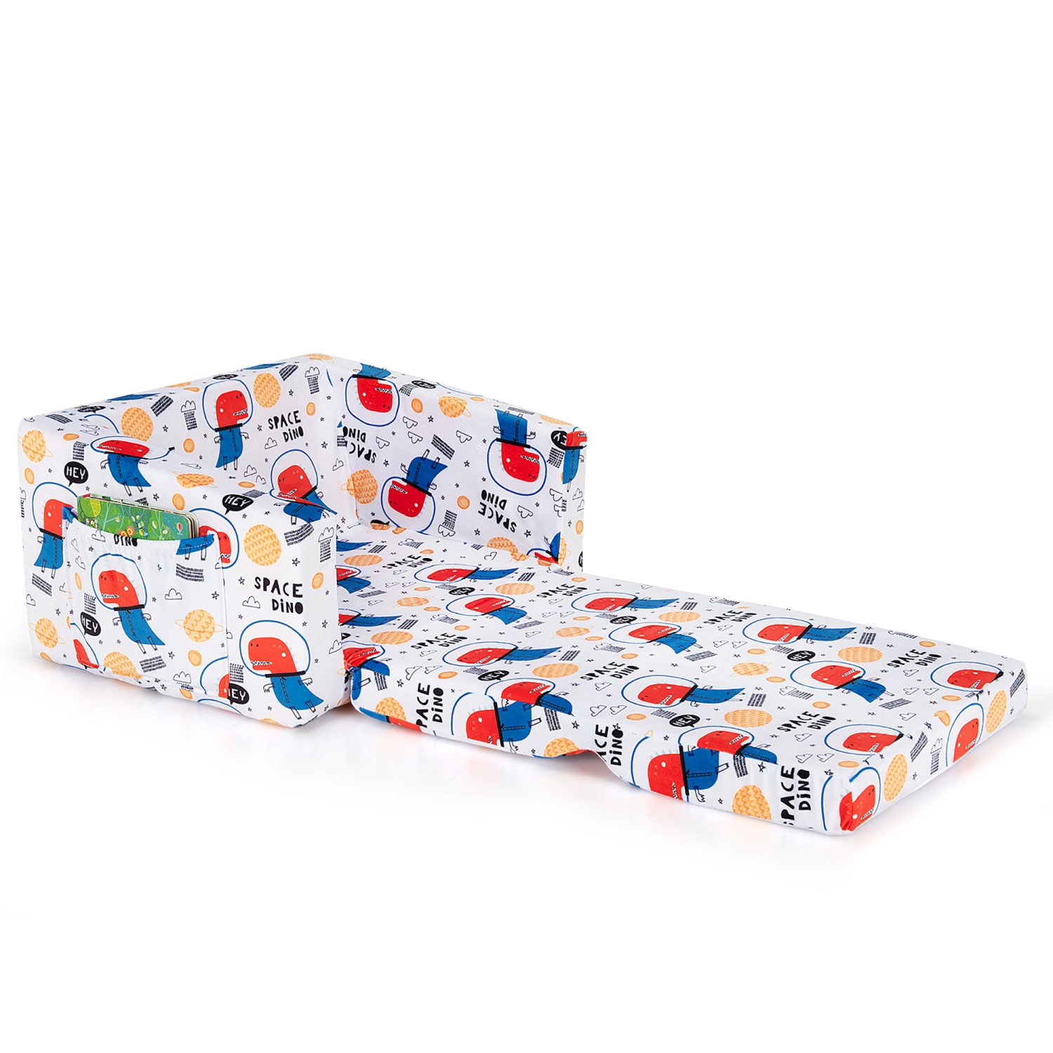 Costway 2-in-1 Convertible Kids Sofa to Lounger Flip-Out Chair w/Storage Pocket