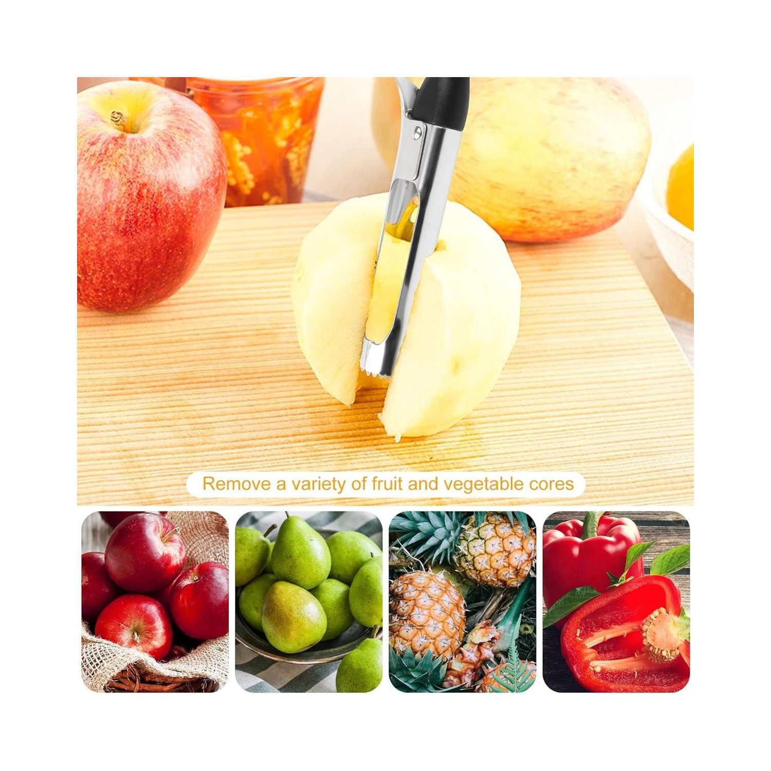 ISTAR Apple Corer Stainless Steel, Soft Handle, Premier Apple Corer Remover for Pears, Bell Peppers, Fuji, Honey crisp, Gala & Cupcake, Best Kitchen