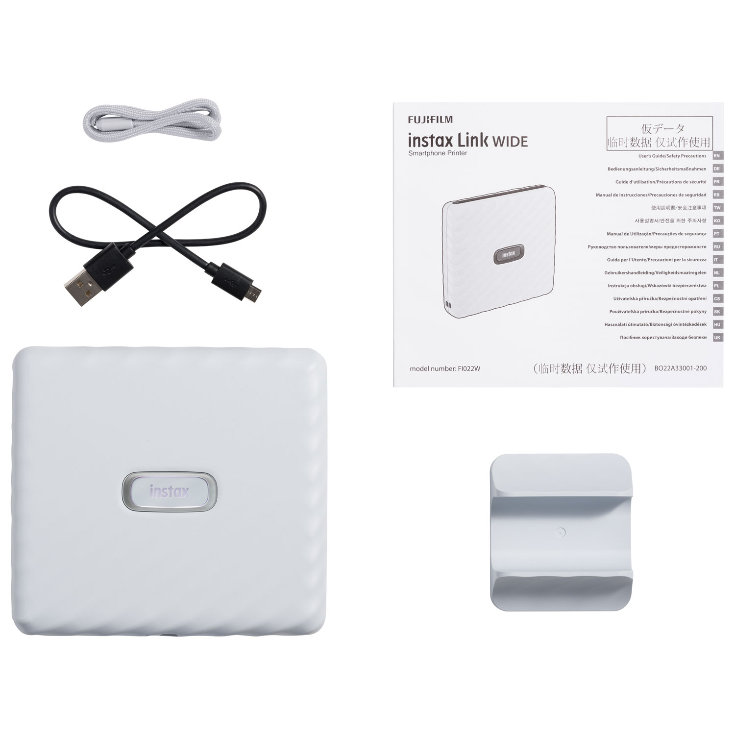 Imprimante de téléphone intelligent Instax Wide de Fujifilm - Blanc cendré