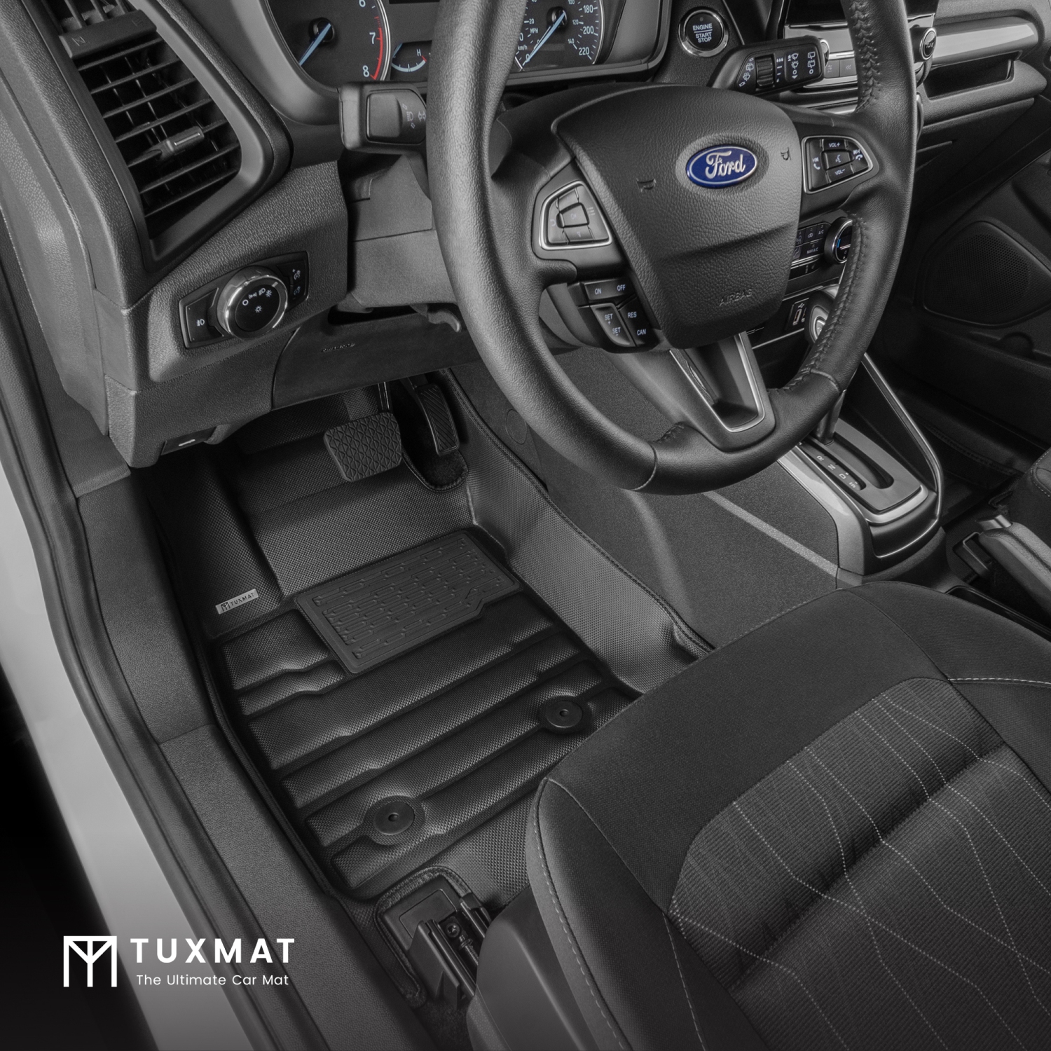 TuxMat - For Ford EcoSport 2018-2023 Models - Custom Car Mats - Maximum Coverage, All Weather, Laser Measured - This Full Set Includes 1st and 2nd