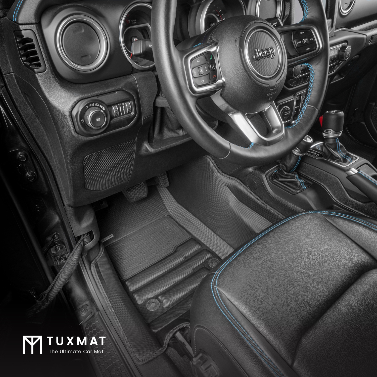 TuxMat - For Jeep Wrangler 4XE Hybrid 2021-2026 Models - Custom Car Mats - Maximum Coverage, All Weather, Laser Measured - This Full Set Includes 1st