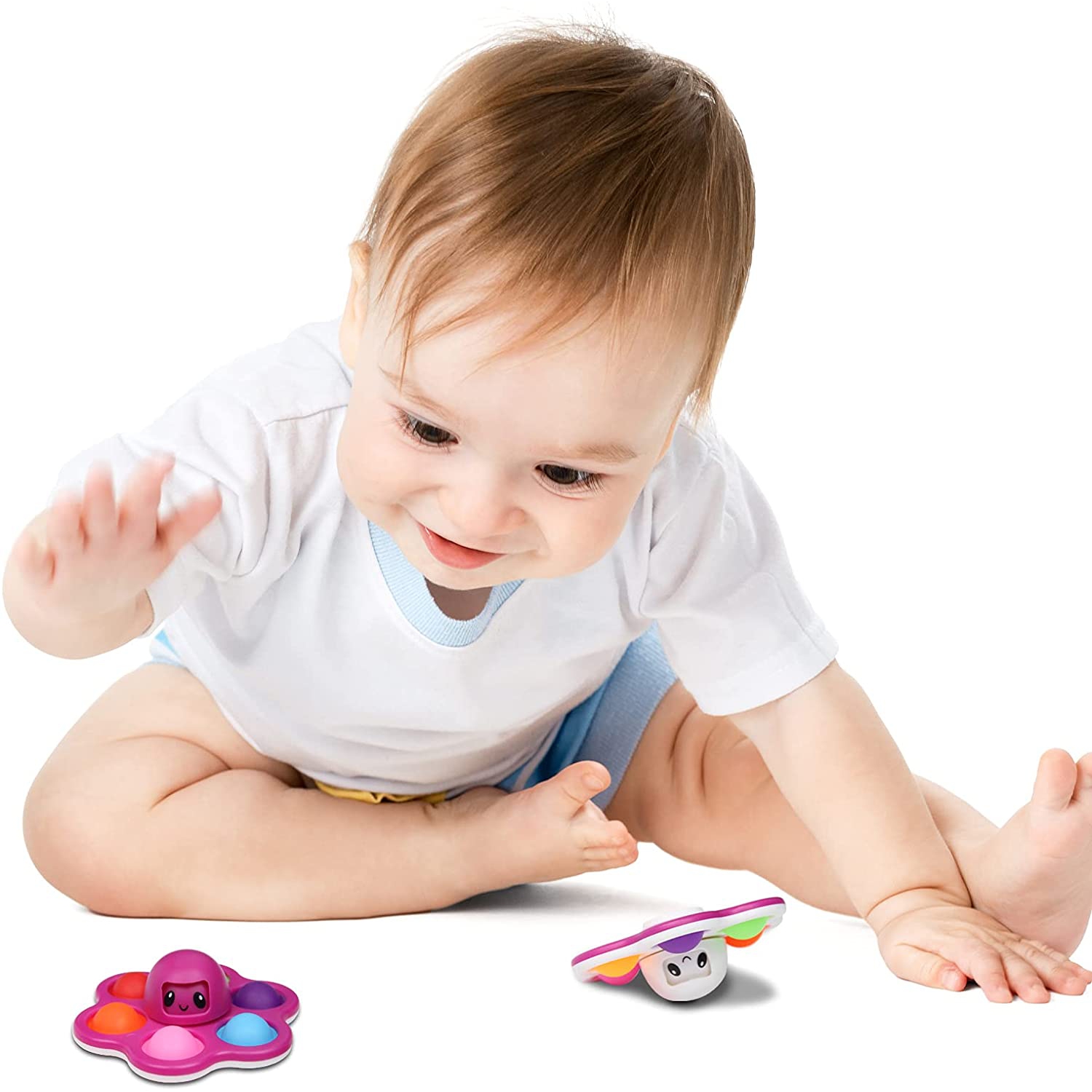 Fidget Spinner Toys, Simple Dimple Face-Changing Octopus Toy, Flip Octopus Push Pop Bubble Fidget Toy, Anxiety Stress Relief Sensory Toy for Kids