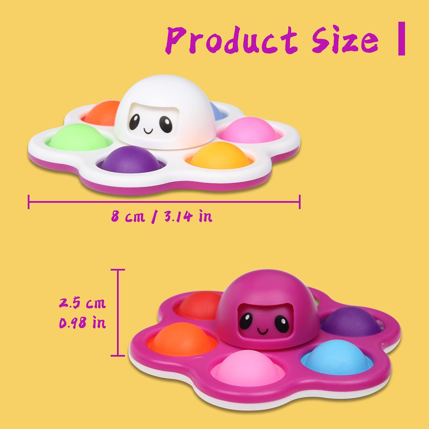 Fidget Spinner Toys, Simple Dimple Face-Changing Octopus Toy, Flip Octopus Push Pop Bubble Fidget Toy, Anxiety Stress Relief Sensory Toy for Kids