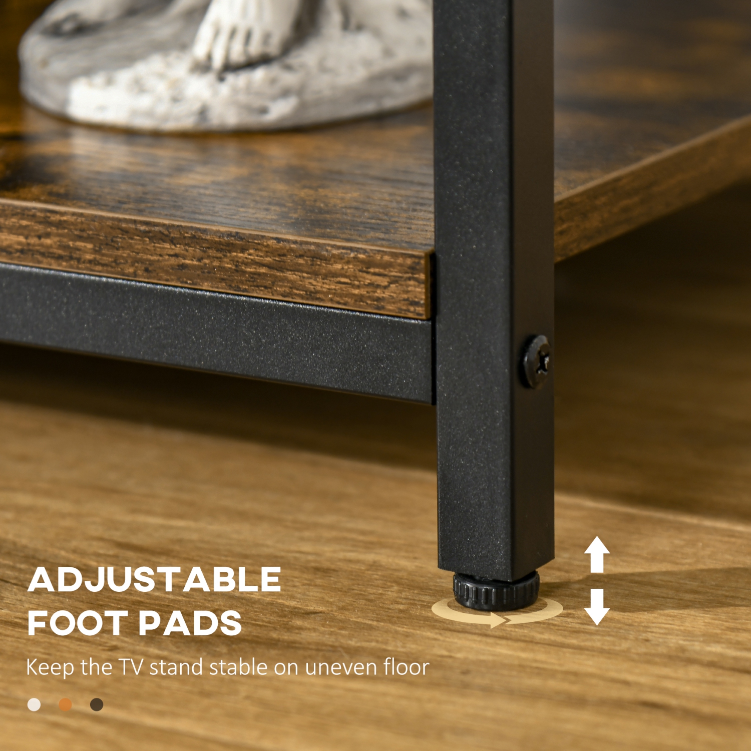 HOMCOM Meuble TV banc TV design avec 2 étagères latérales et 2 compartiments étagère réglable style industriel en panneau de particules et acier