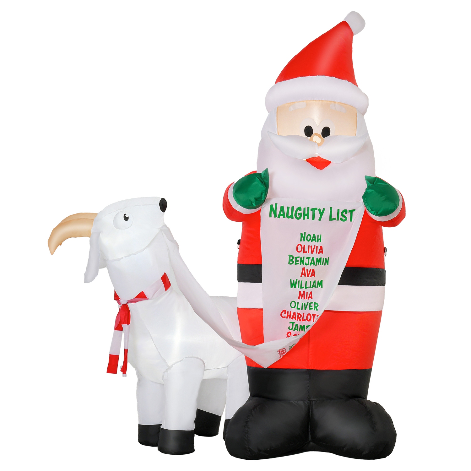 HOMCOM 6ft Christmas Outdoor Inflatables Santa Claus with Goat Blow Up Yard Decoration with Built-in LED Lights for Holiday Party Xmas Garden